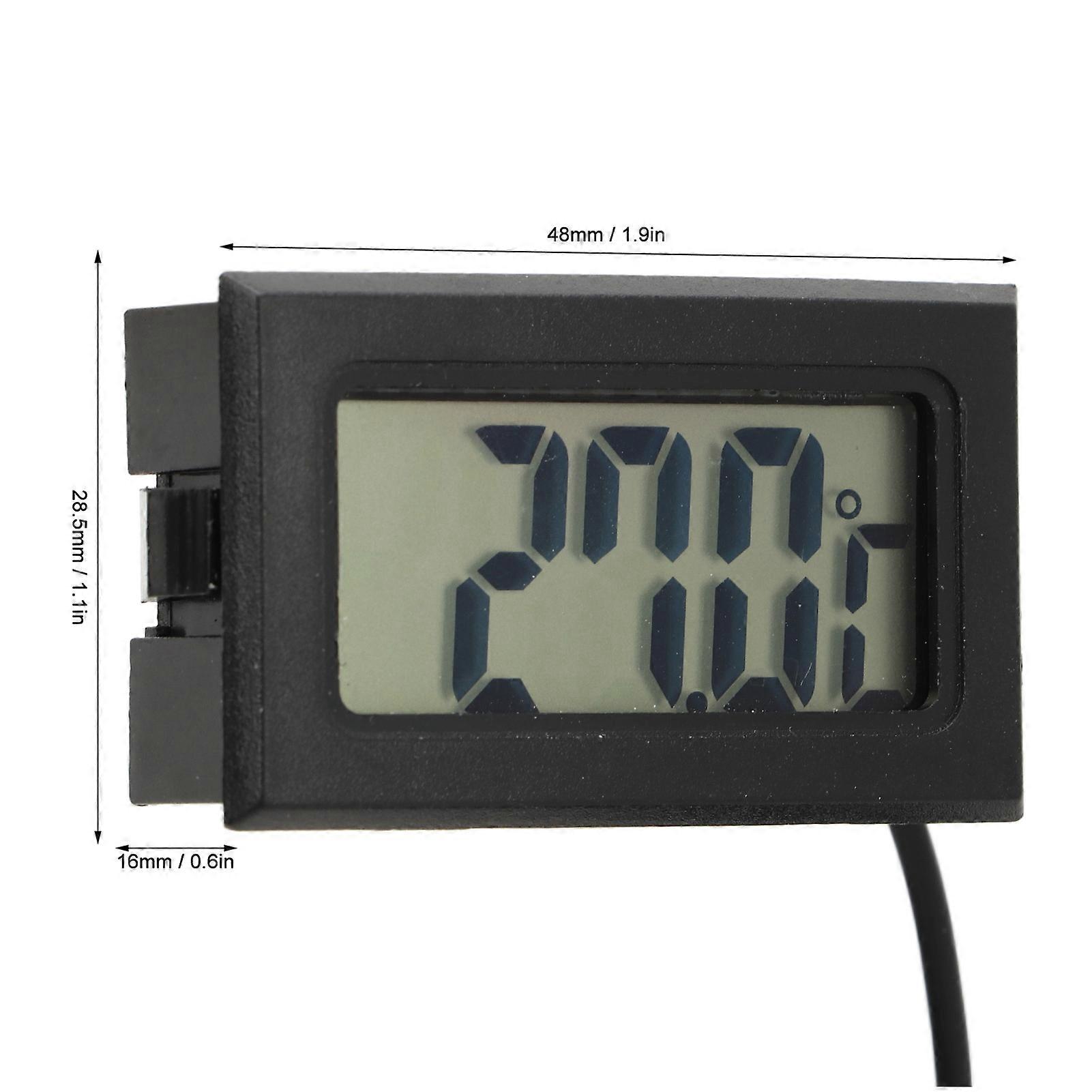 Black LCD Digital Thermometer Waterproof Probe 48x28.5x16mm