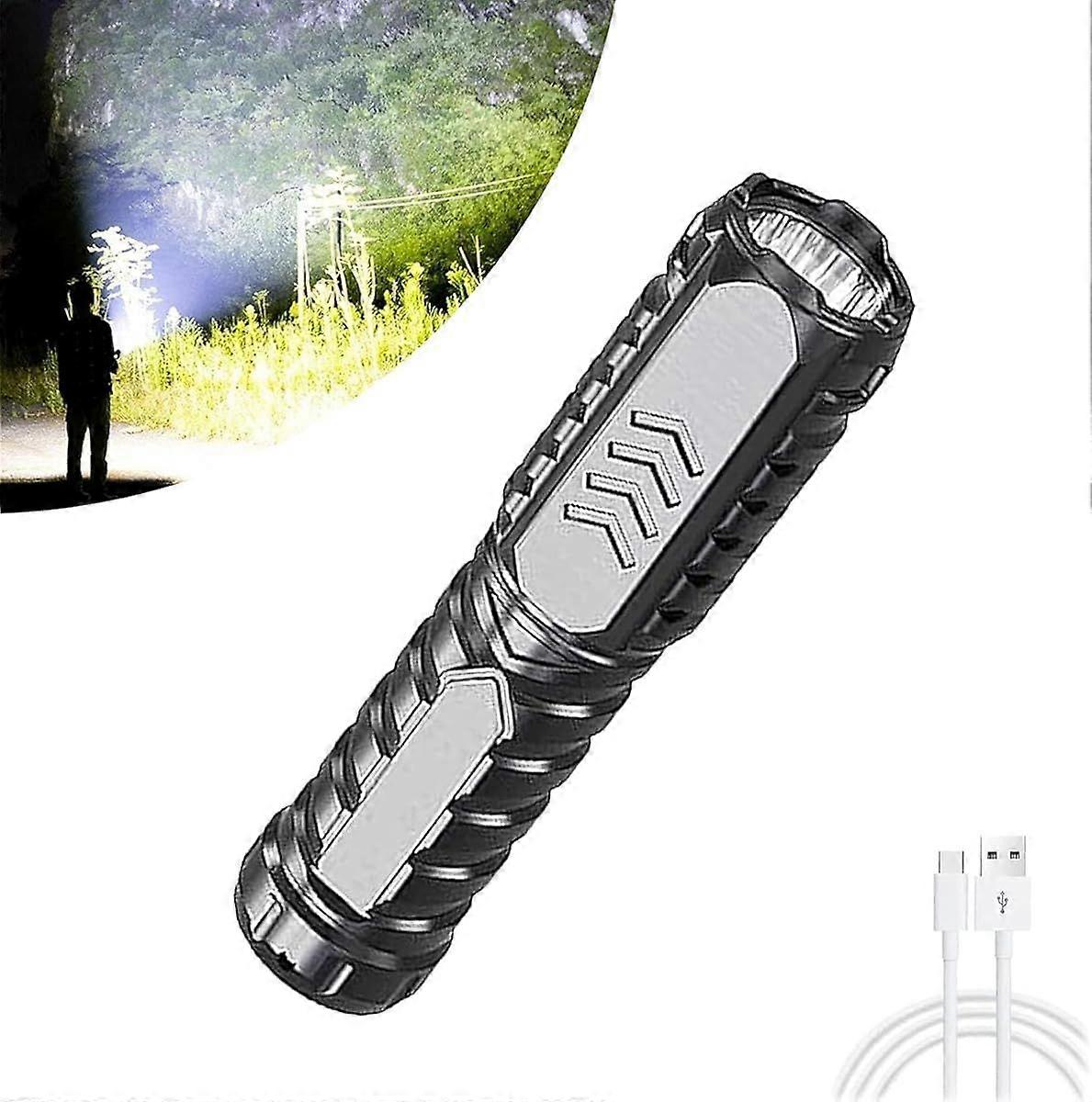 7.72.37.7cmFlashlight - Rechargeable Multi-function Flashlight Emergency Flashlight, Mini Strong Multi-function Rechargeable Waterproof Flashlight (1p