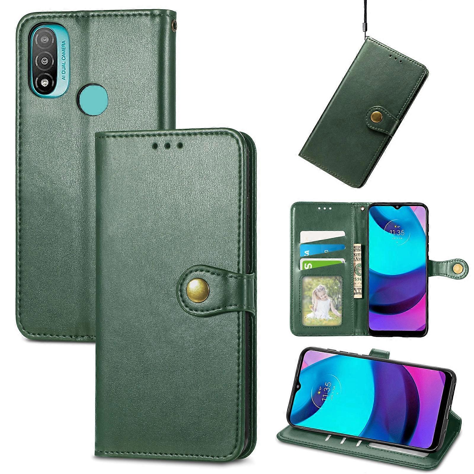 For Motorola Moto E20 Retro Solid Color Buckle Leather Phone Case