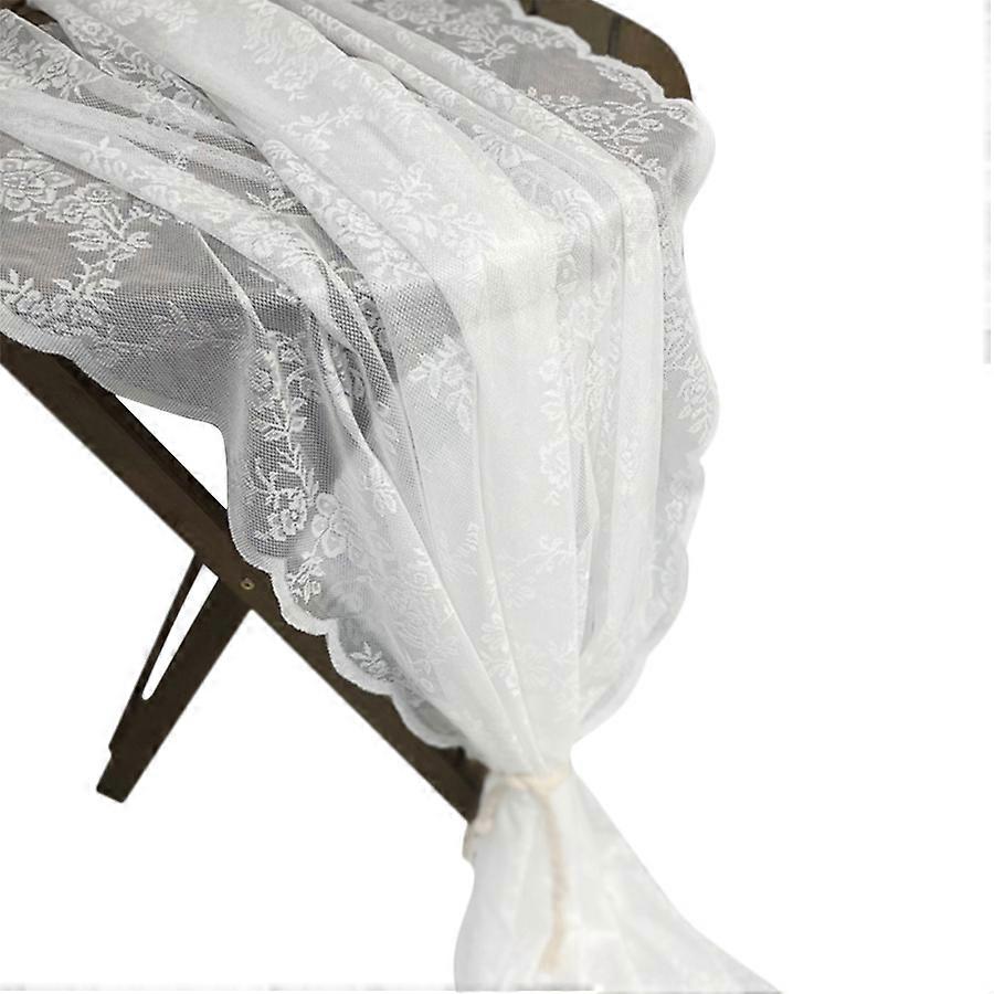 Elegant Lace Table Runner, White, Double Wave Pattern, 75x300cm