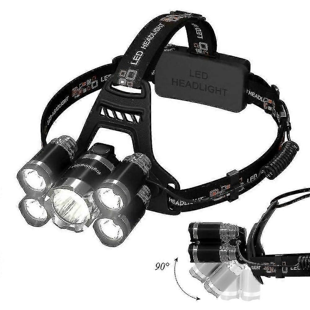 5 Led Headlight Headlamp Rechargeable Camping Fishing Flashlight