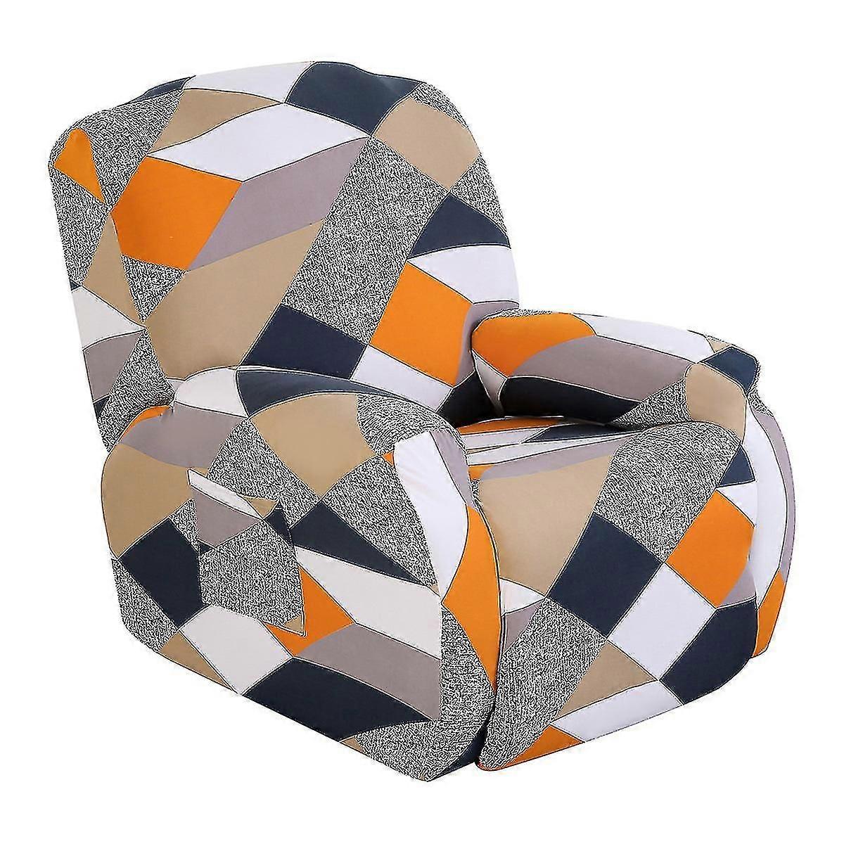 Stretch Geometric Printed Recliner Chair Slipcover With Elastic Spandex (4 Pieces)