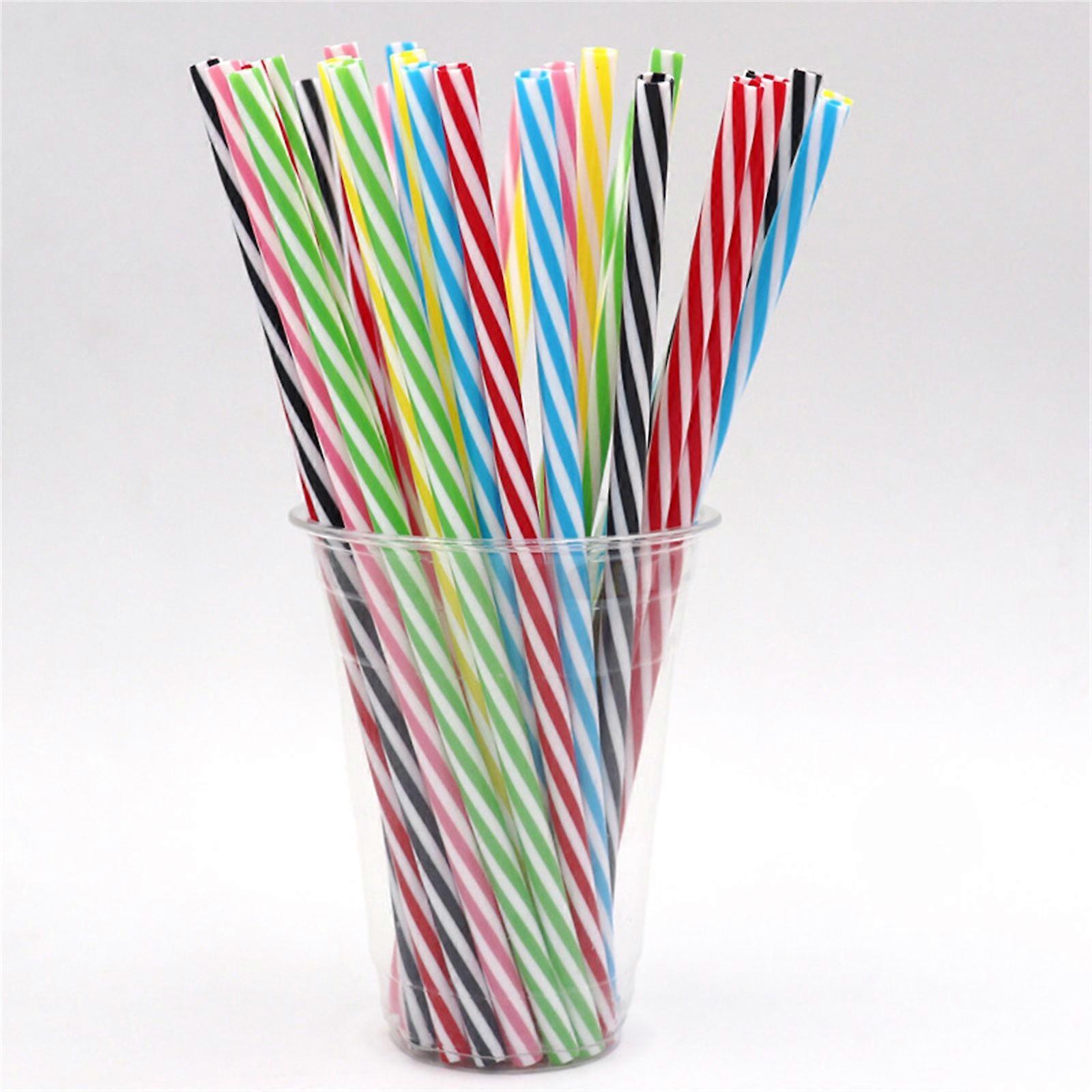 100 Plastic Straws Thickened Threaded Straws