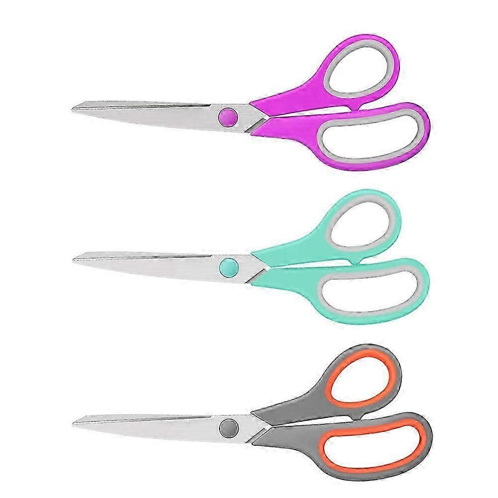 8" Multipurpose Scissors Bulk 3-Pack, Ultra Sharp Blade Shears, Comfort-Grip Handles, Sturdy Sharp Scissors for Office, Home, School, Sewing, Fabric,