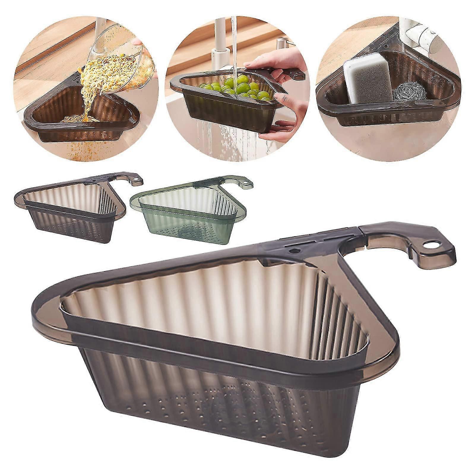 Multifunction Triangular Filter Basket compatible Sink, Hanging Filtering Dish Drainer Holder Shelf Baskets Swan Drain Basket Sink Strainer compatible