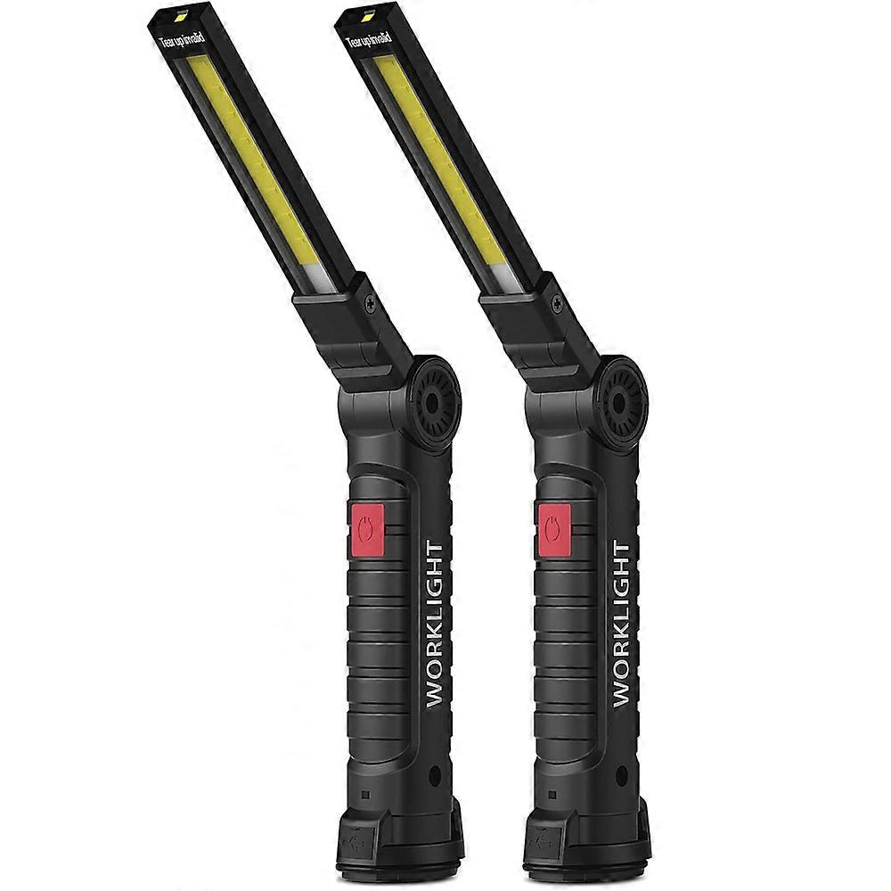 LED work light, rechargeable flashlight, workshop lamp, COB inspection lights with magnet and hook for car repair, workshop, camping, emergency use