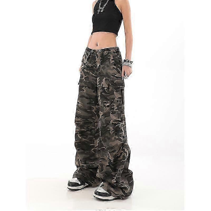 American Retro High Street Casual Overalls Camouflage Loose Wide