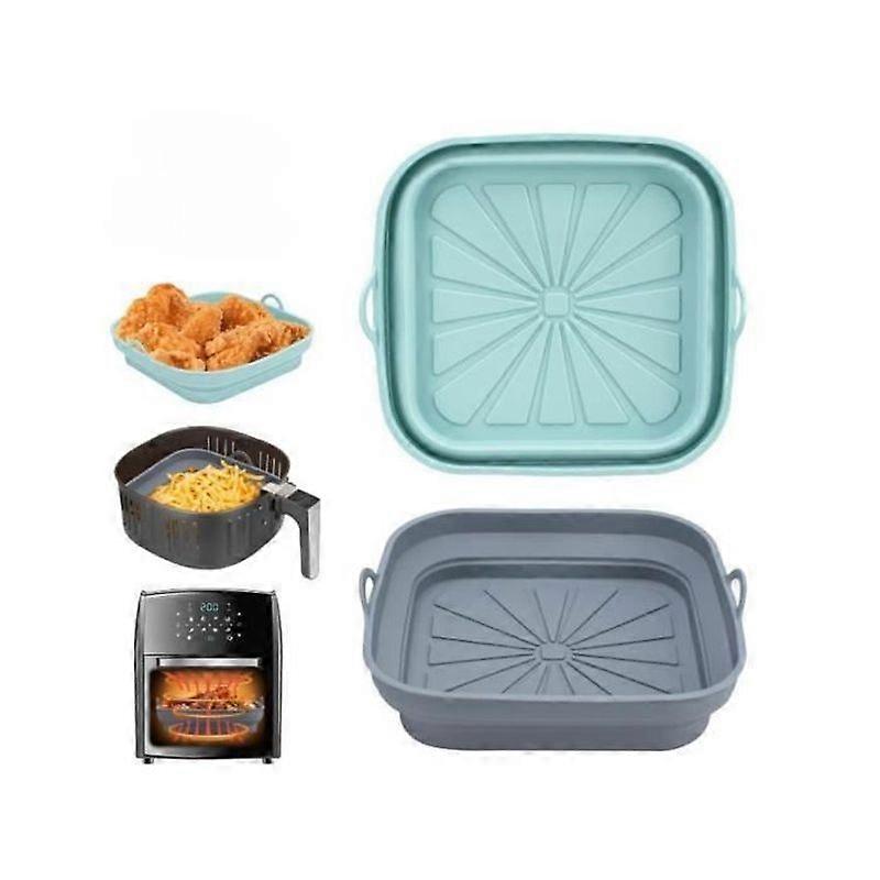 2Pcs Air Fryer Basket Mold Reusable Airfryer Pot Square Dish Foldable Liner for Air Fryer