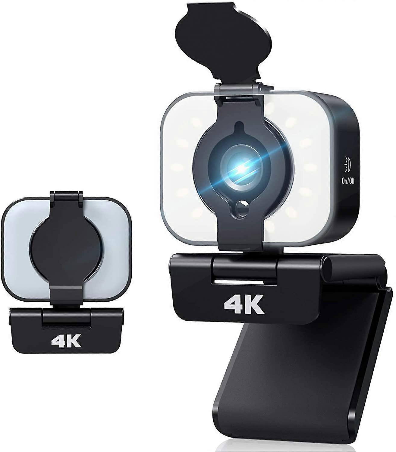 Professional 4K Webcam, Autofocus Streaming Camera with Adjustable Fill Light, Noise-canceling Microphone for Remote Meetings