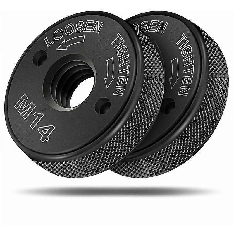 M14 quick release nut, for all angle grinders from AEG, Black & Decker, Dewalt, Flex, Hitachi, Metabo, Makita etc.(2x clamping nut), black
