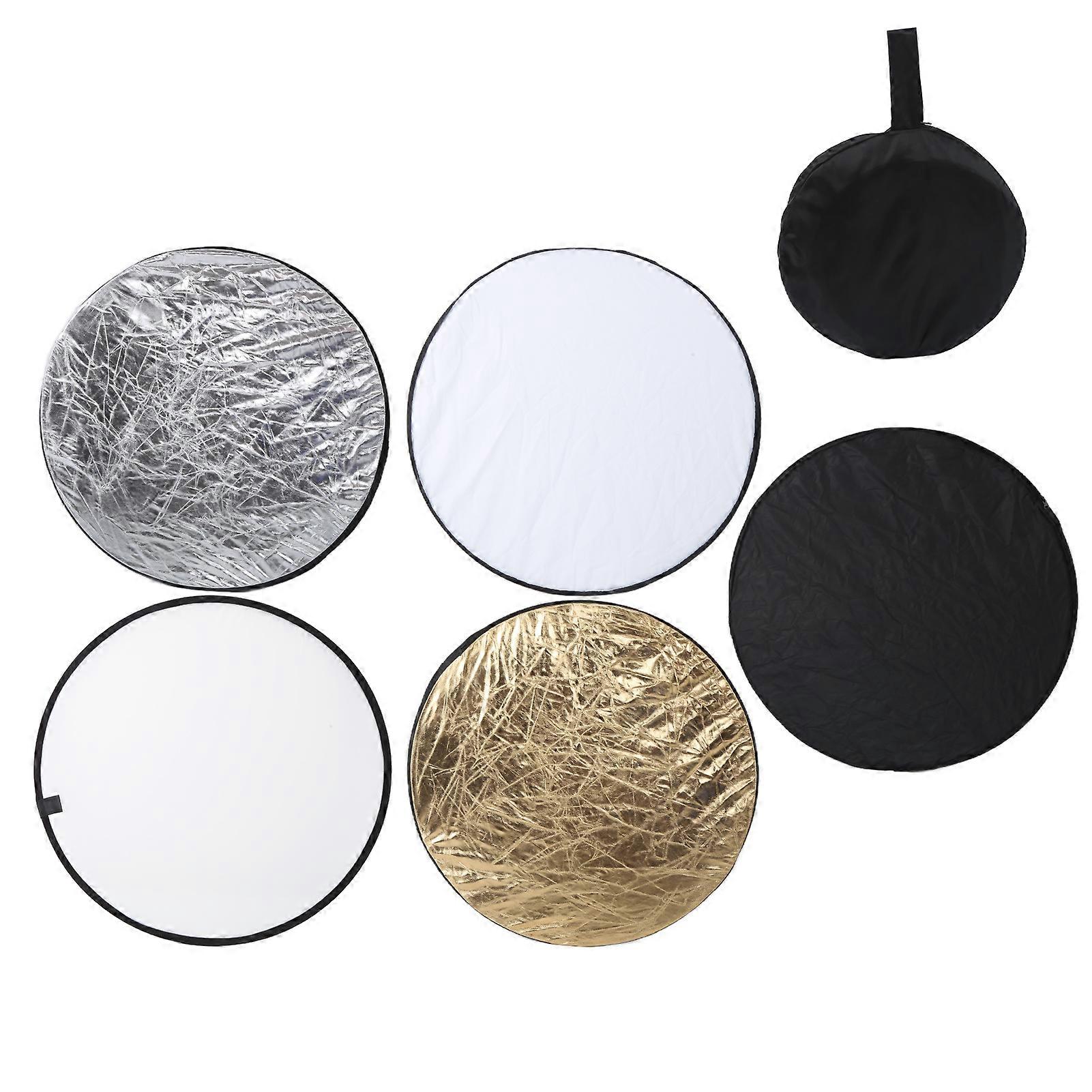 5-in-1 Collapsible Handheld Reflector - Gold, Silver, White, Black, Soft Light Diffuser