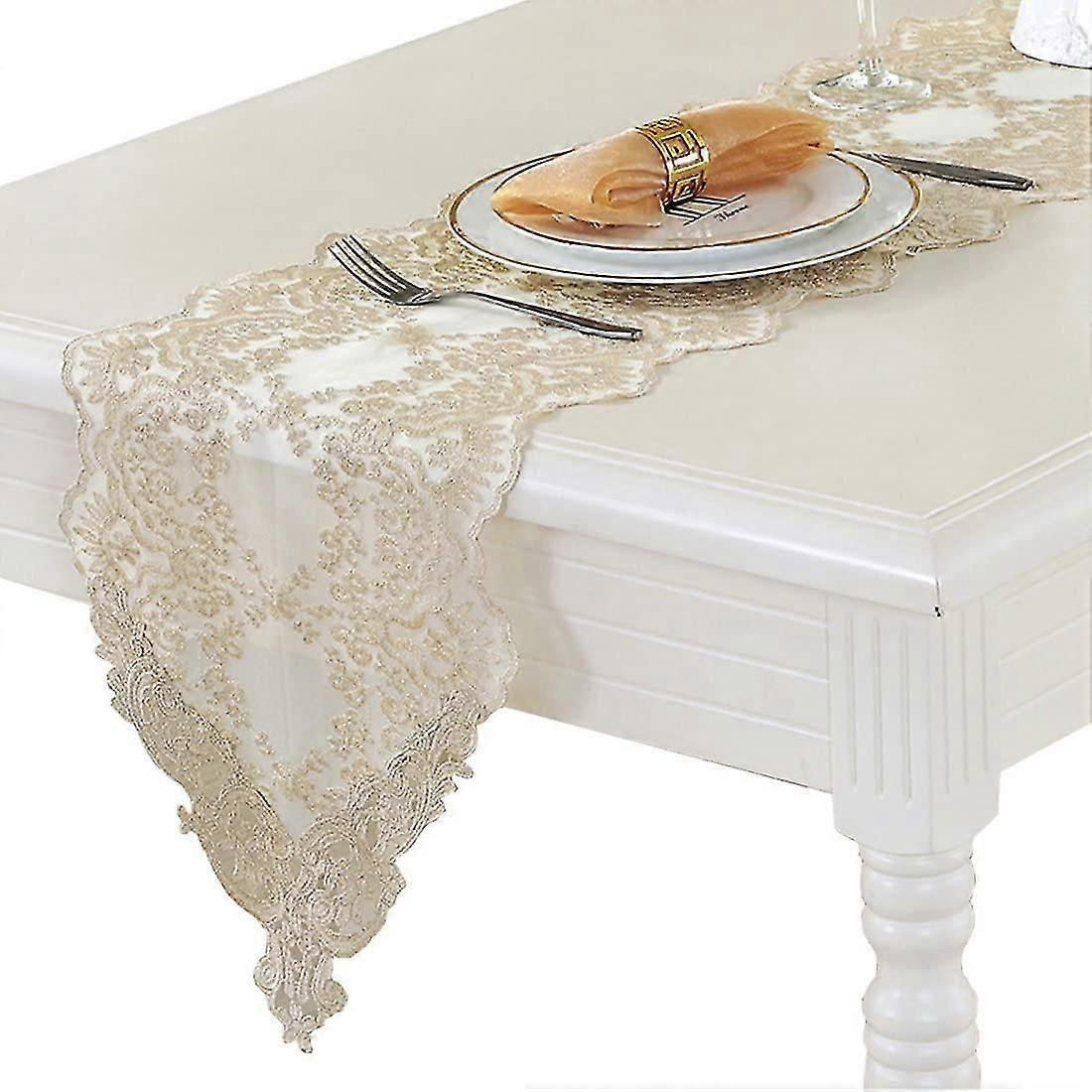 الذهب رومانسية النمط الأوروبي قسط سهلة العناية الدانتيل التطريز الجدول عداء للزينة الجدول (30 × 70 سم)