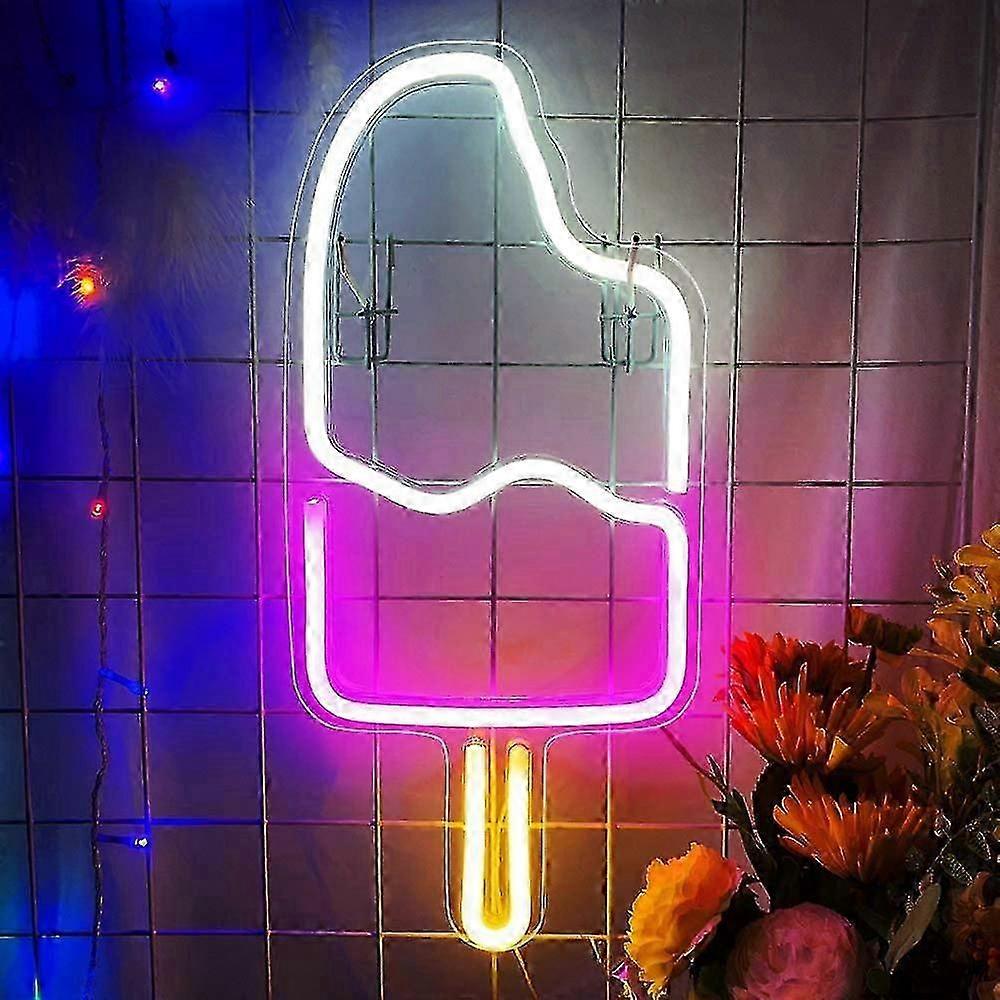 Wabjtam Popsicle Neon Sign - Usb Powered 3d Art Led Signs Neon Lights For Bedroom | Light Up Acrylic Neon Signs For Wall Decor Birthday Wedding Party