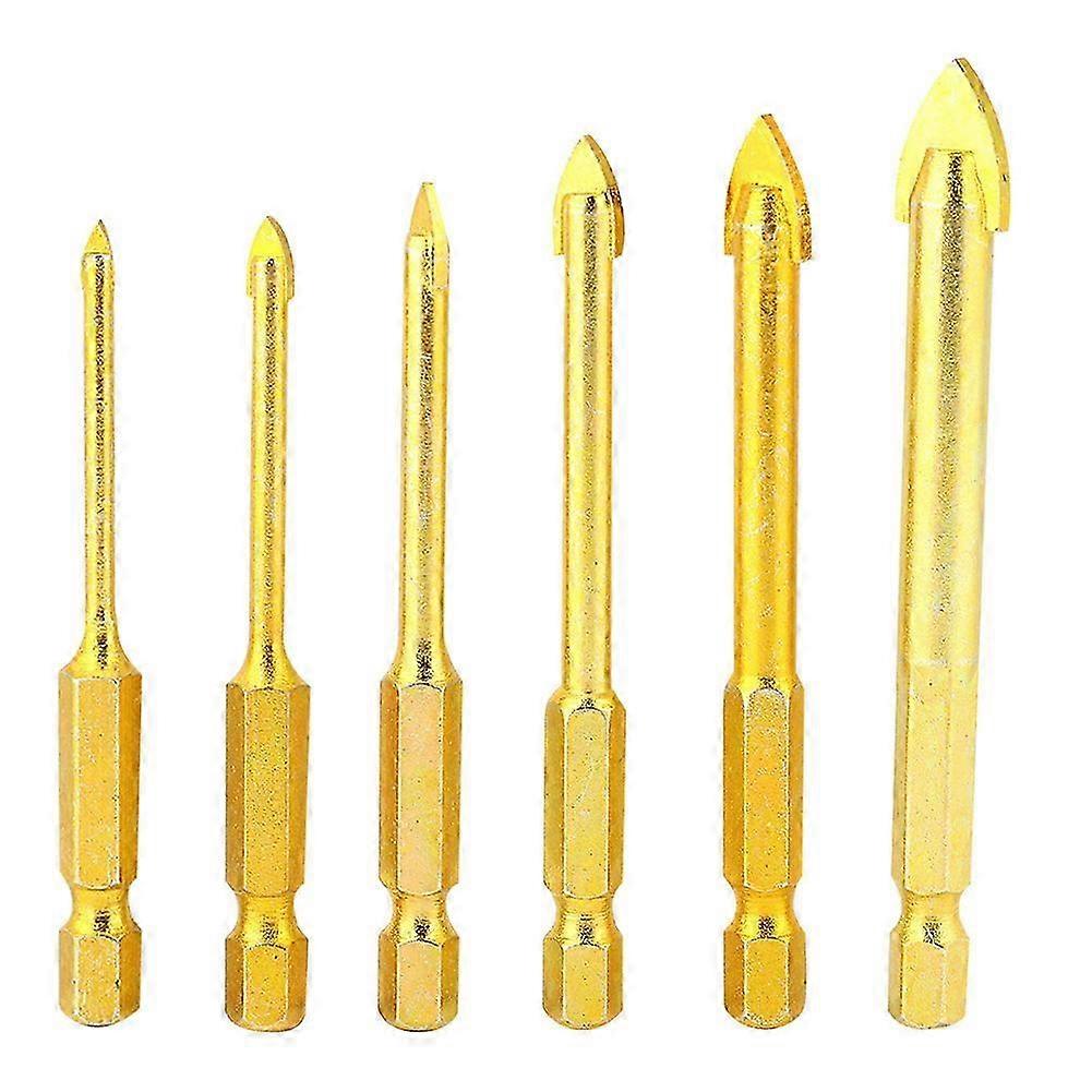 6pcs Triangular Drill Bits Hex Shank Slot Twisted Drilling Bits 3/4/5/6/8/10mm