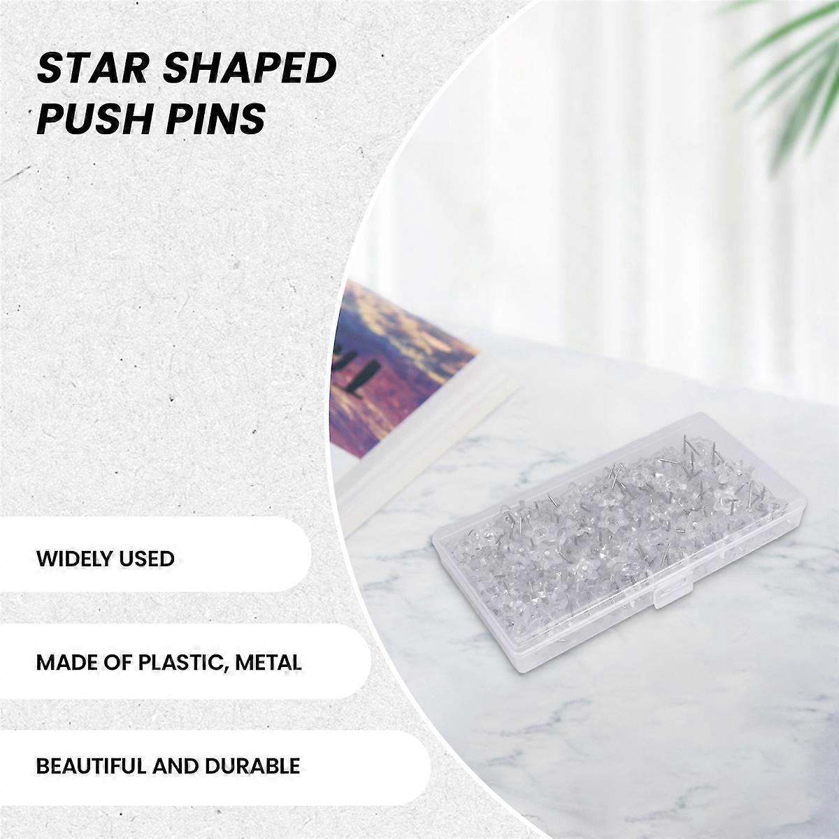 200 Pieces Star Shaped Push Pins Plastic Clear Thumb Tacks