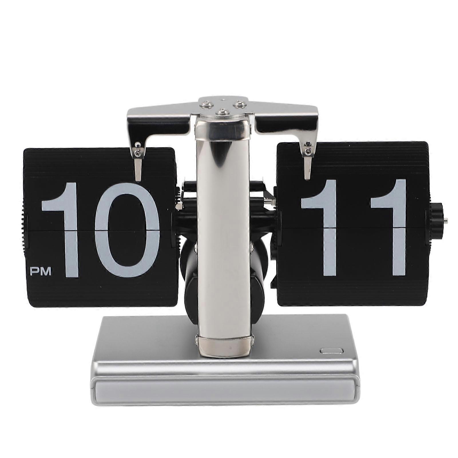 Retro Flip Clock Stylish Décor Tabletop Clock Unique Atmosphere Light Minimalist Night Lamp Modern Design Black Portable For Bedroo