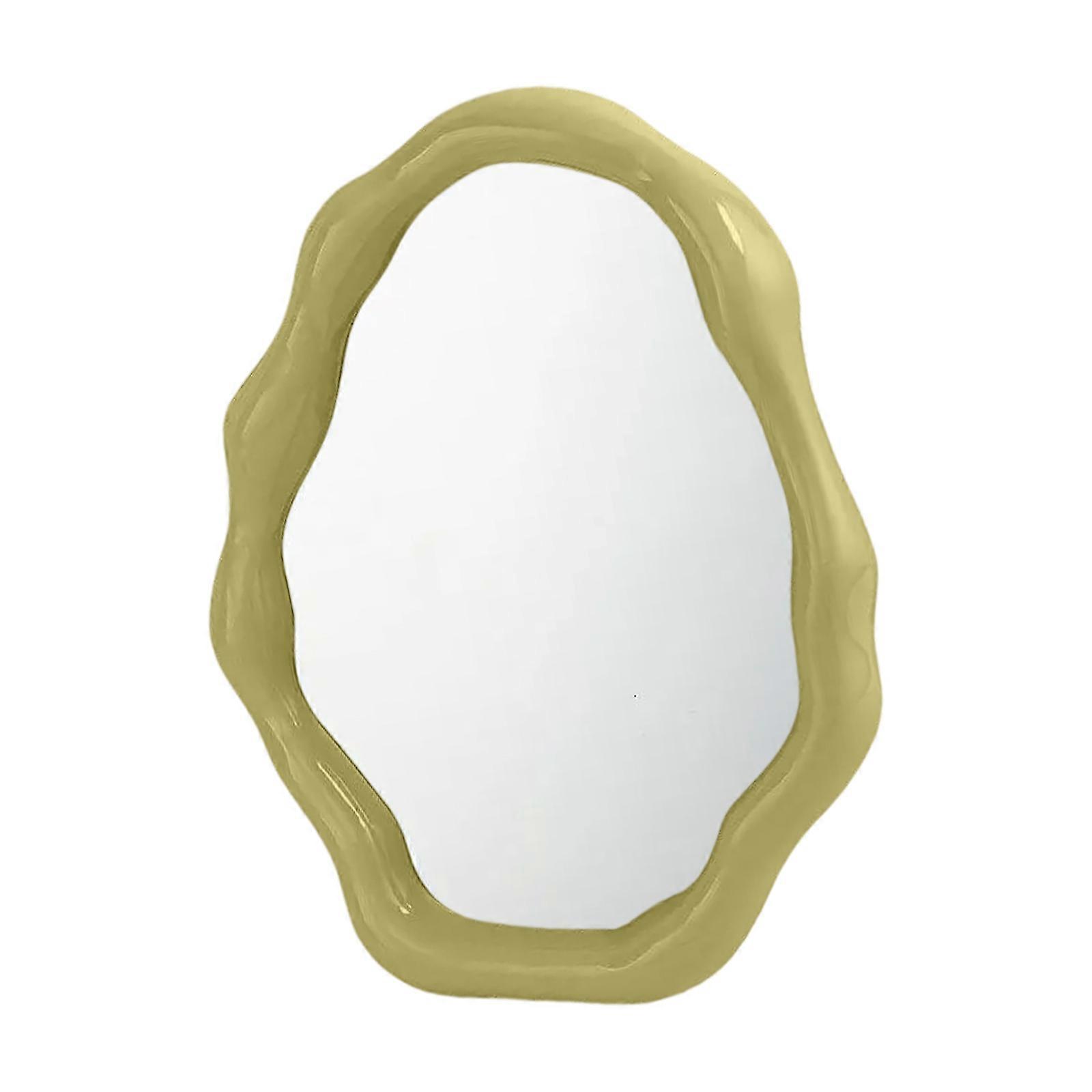 Vanity Makeup Mirror with Stand,Portable Folding Mirror Table Desk Counter Top Mirror Bathroom Shaving Mirror for Womens Yellow