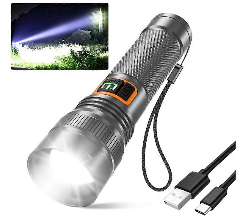 Flashlights Rechargeable, 10000L High Lumens Tactical Flashlight Long Beam Small LED Flash Light, Small Spotlight Handheld Flashlights(Black)