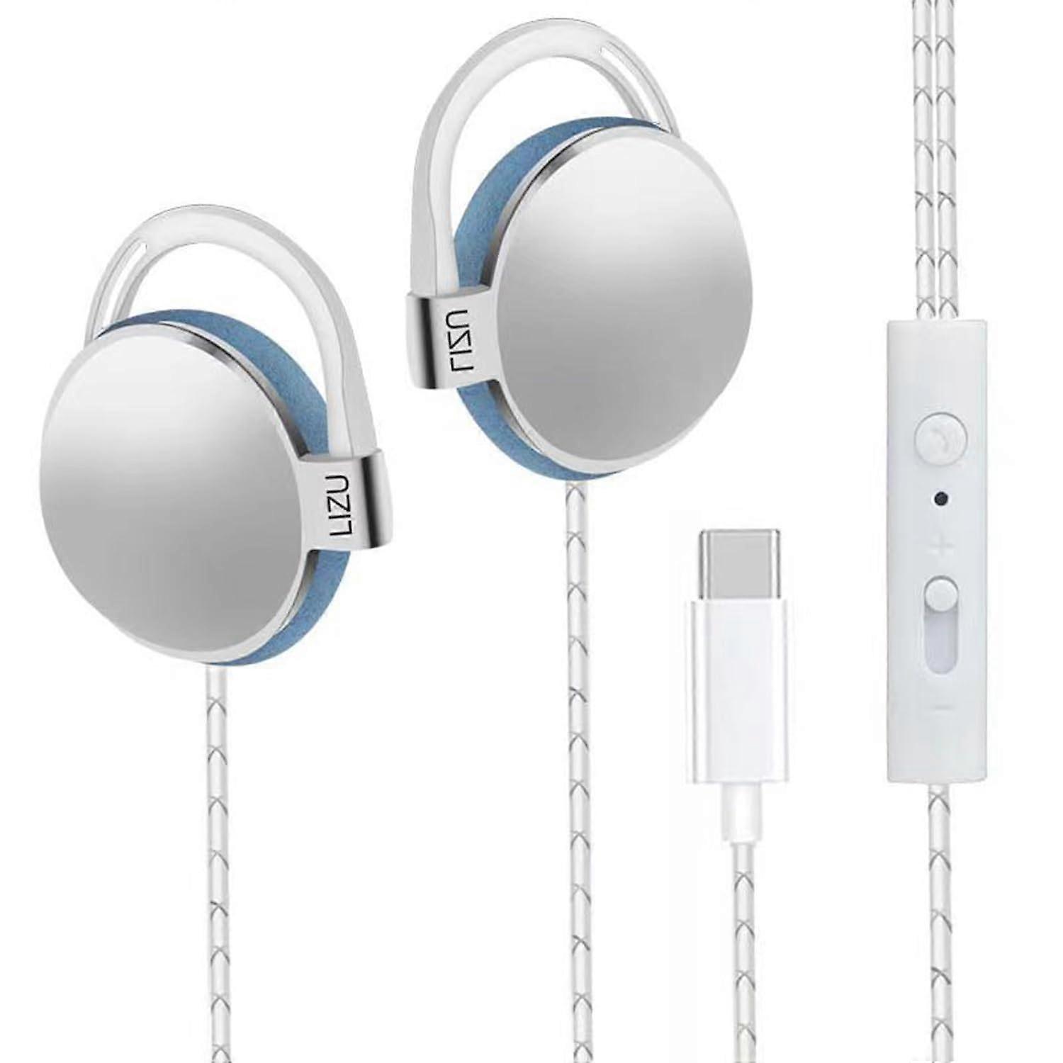 USB C Headphones Over-Ear Wired Earbuds with Microphone for Small Ears, Compatible with iPad and Android Smartphones