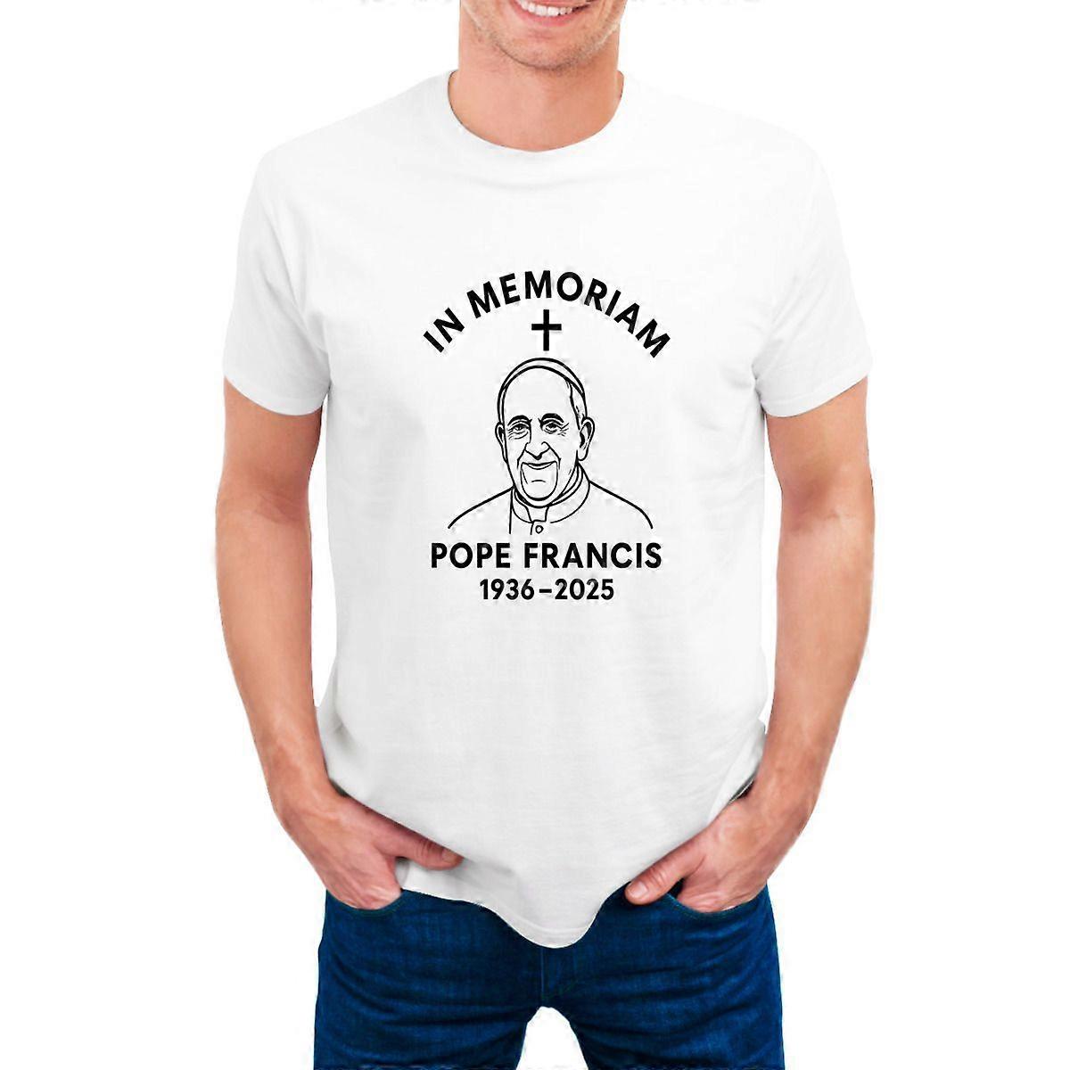 In Memoriam Pope Francis T-Shirt for Men 19362025 Catholic Tribute Tee Commemorative Memorial Shirt