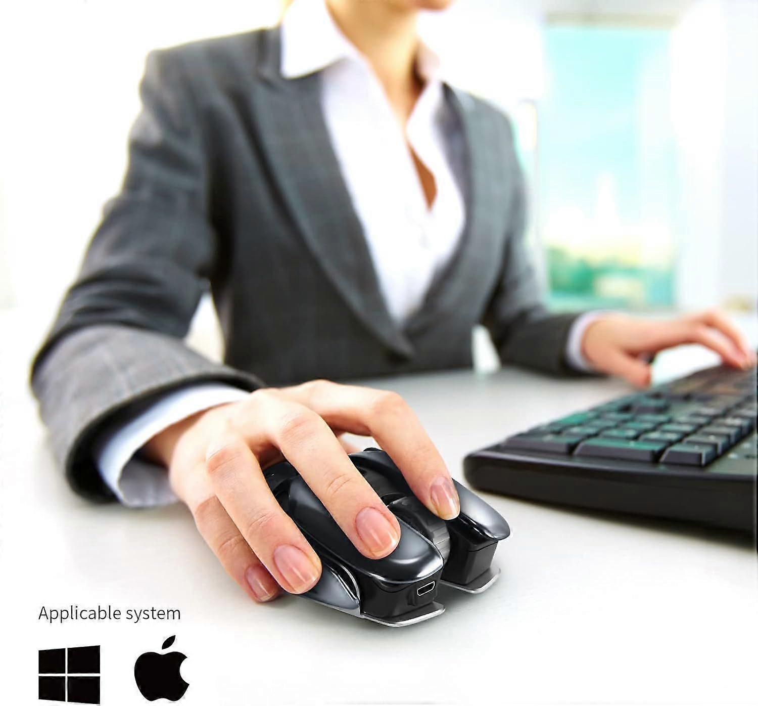 Silent Wireless Mouse, Rechargeable Wireless Ergonomic Optical Mouse 2.4G USB Receiver for Laptop, Desktop Computer - Silver/Grey