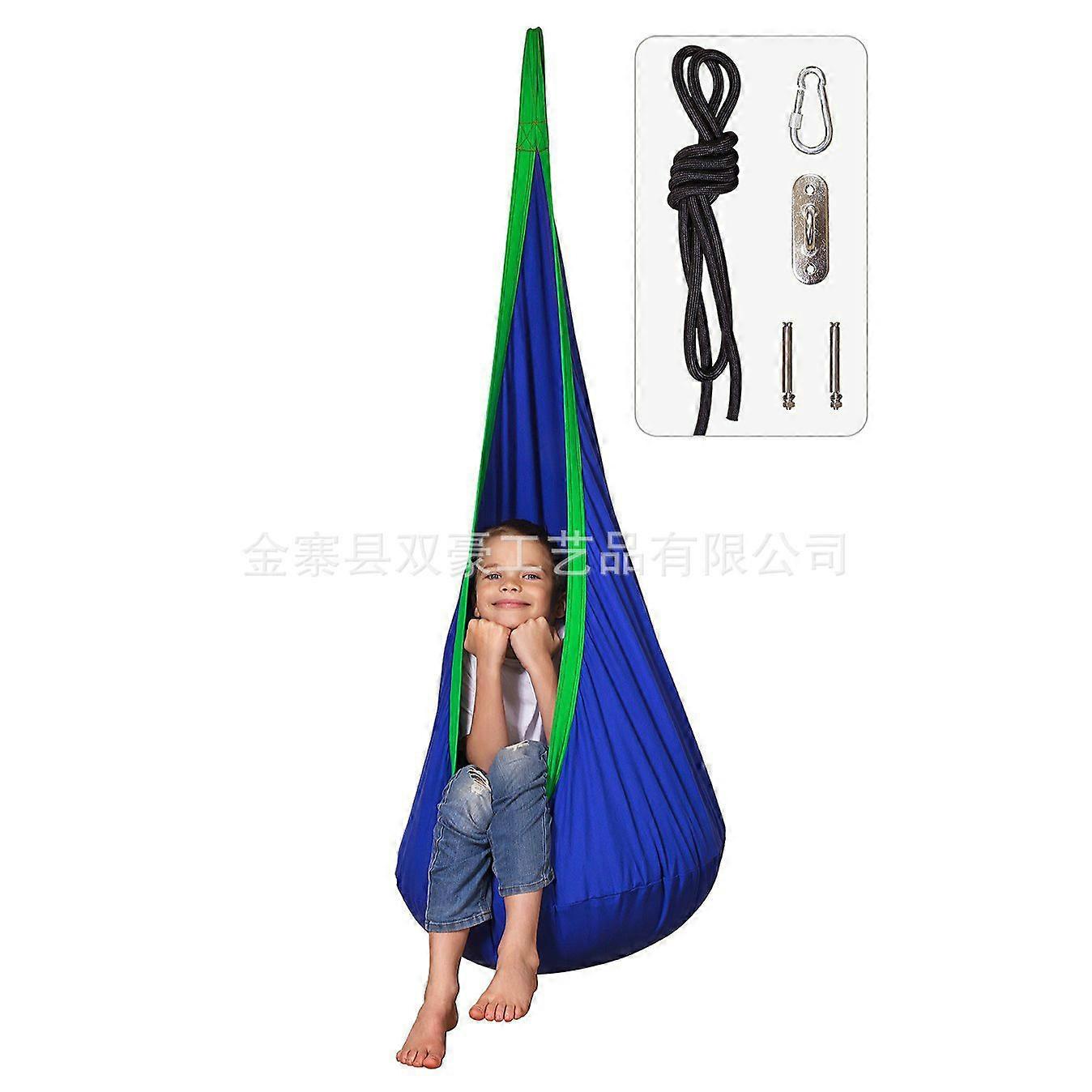 Swing Hammock Pod Chair - 's Hop Hanger Sensory Seat - All Accessories Including (Blue)