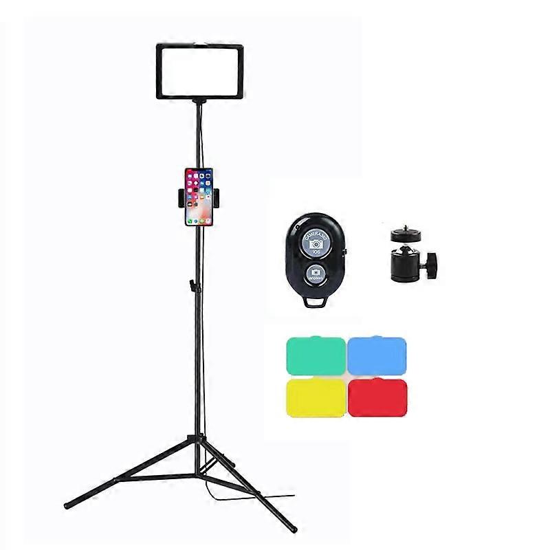 6 Inch 3200-5500K Three-color Temperature Photography Flat-panel Live Fill Light,Spec: 0.5m Bracket +Bluetooth RC