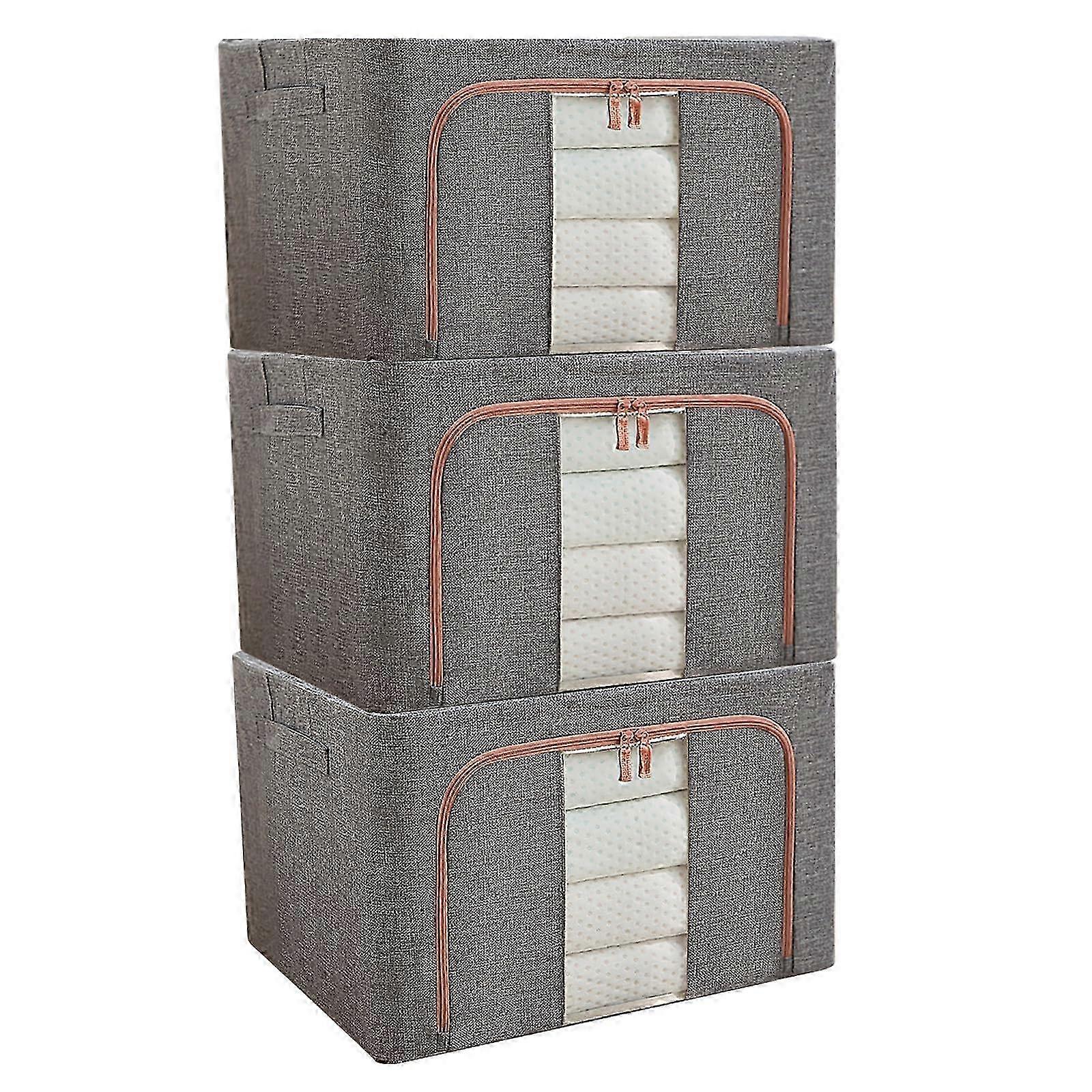 3 Pack Stackable Clothes Storage Bags for Closet Organizer 24L