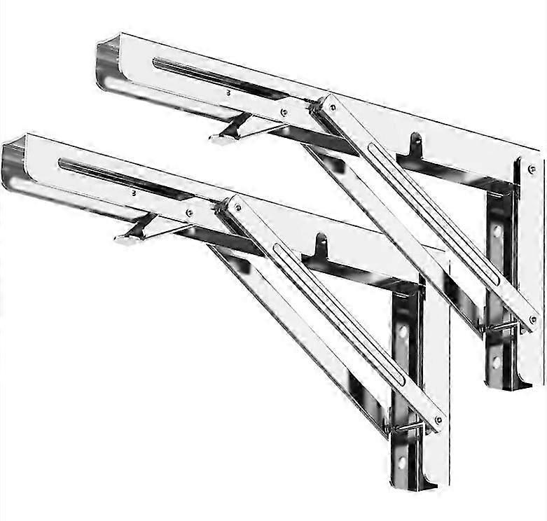 300mm Folding Bracket, Folding Shelf Brackets Maximum Load 120kg, Stainless Steel Folding Console Bracket, Wall Shelf Bracket (2Pcs)