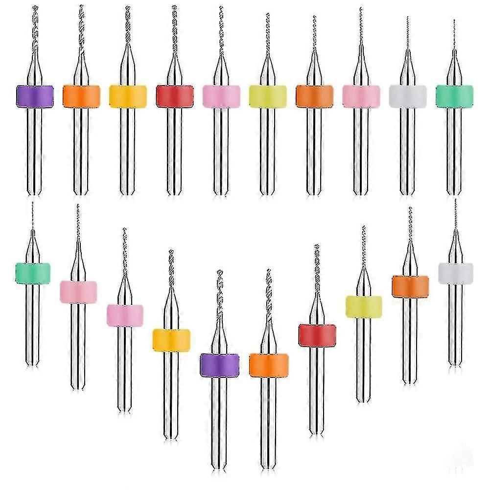 20pcs Drill Bit Set 0.3-1.2mm Drill Bits Tungsten Steel Pcb Print Circuit Board Flute Cnc Compatible Rough Stone Jewelry