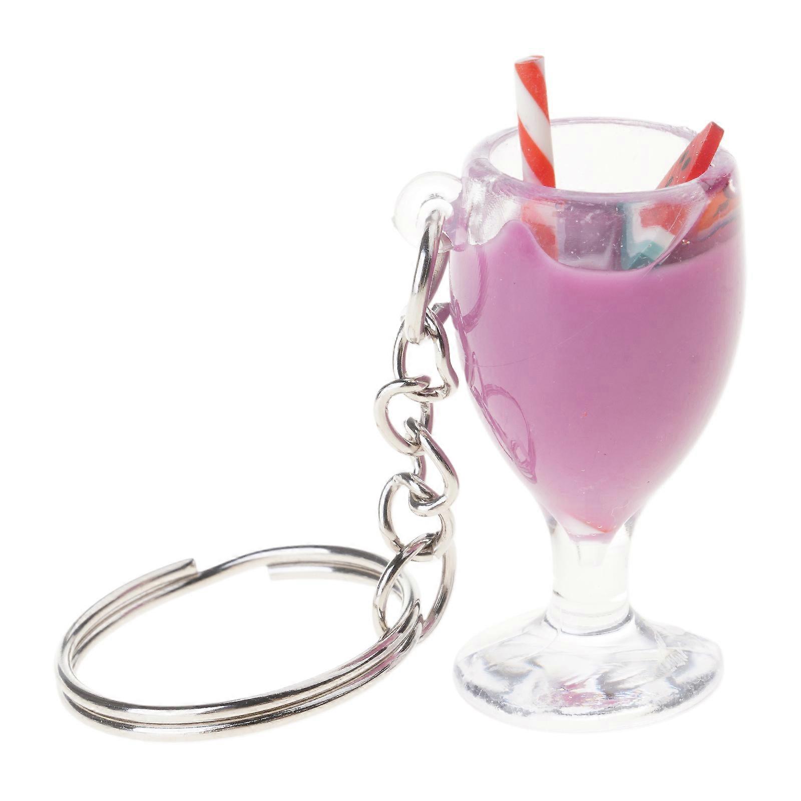 Ladies Girls Resin Simulation Cup Keychain Phone Pendant Chain Phone Cases Trinket Phone Protective Shells Hang Buckle Rose Red