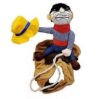 Cowboy Rider Dog Costume - Halloween Dog Costumes for Small Dogs or Cats, Dogs Clothes Knight Style with Doll and Hat for Halloween Day Pet Costume