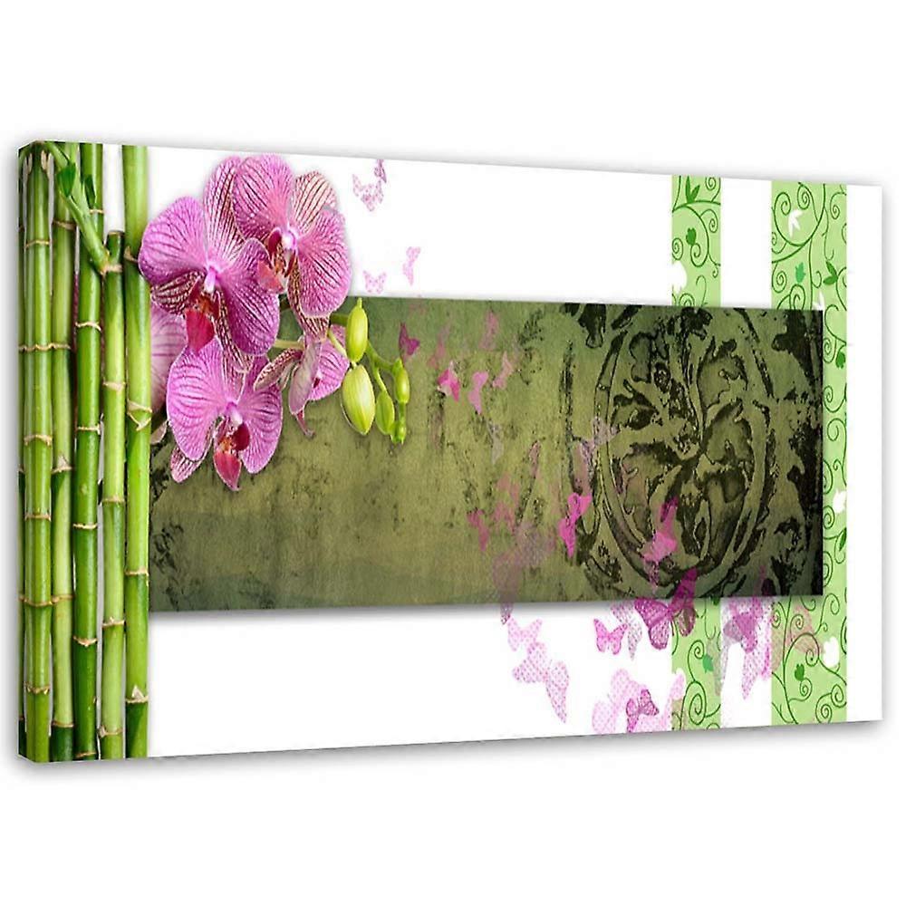 Fotobehang, Orchidee en bamboe - 120x80