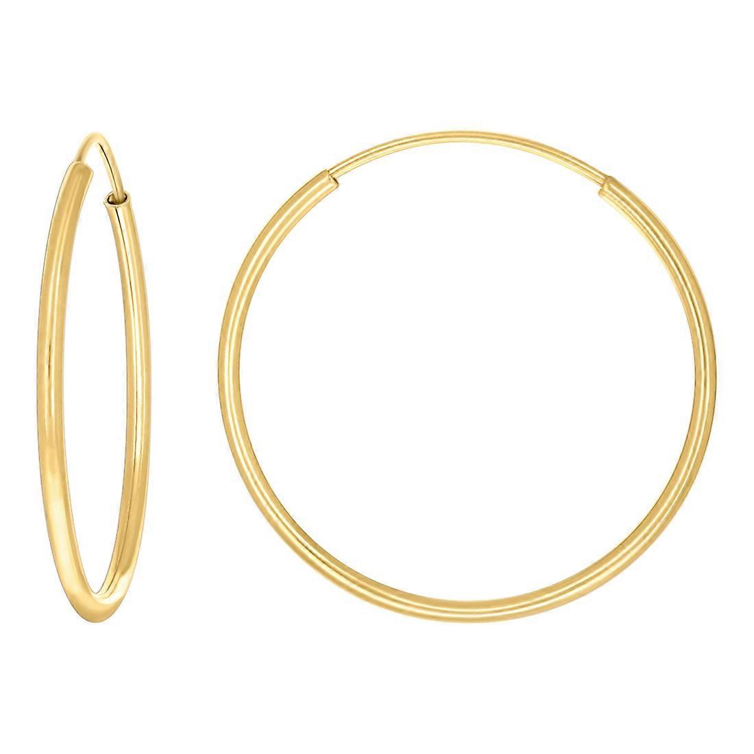 Boucles d'oreilles créoles tubulaires rondes en or jaune 14 carats pour femme, diamètre 18 x 18,1 mm.