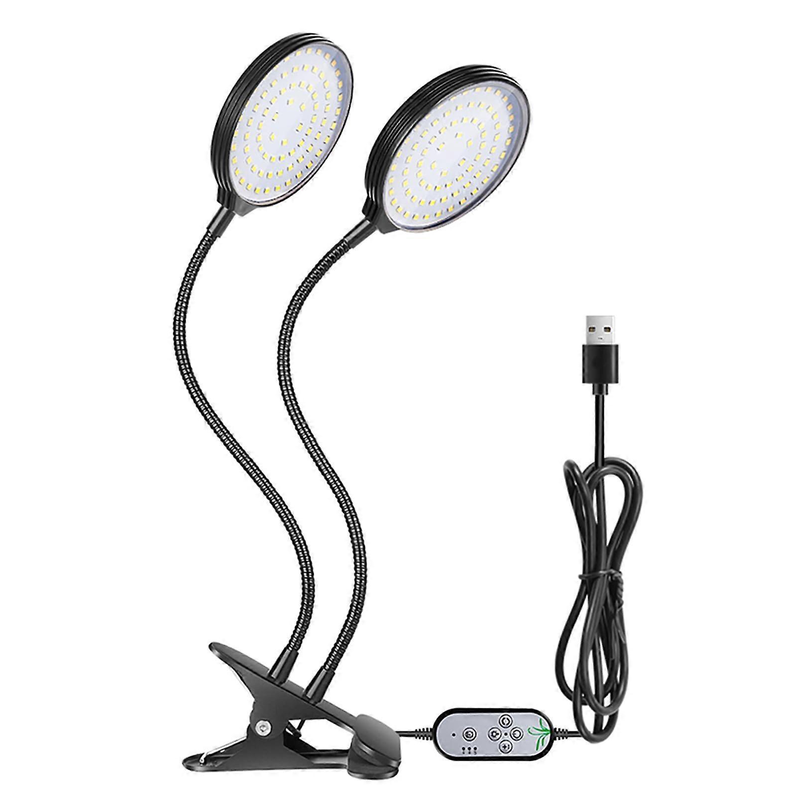 Plant Grow Light, 5 Dimmable Levels Full Spectrum Height Adjustable Growing Plant Lamp with Timing Function for Indoor Plants (2 heads)