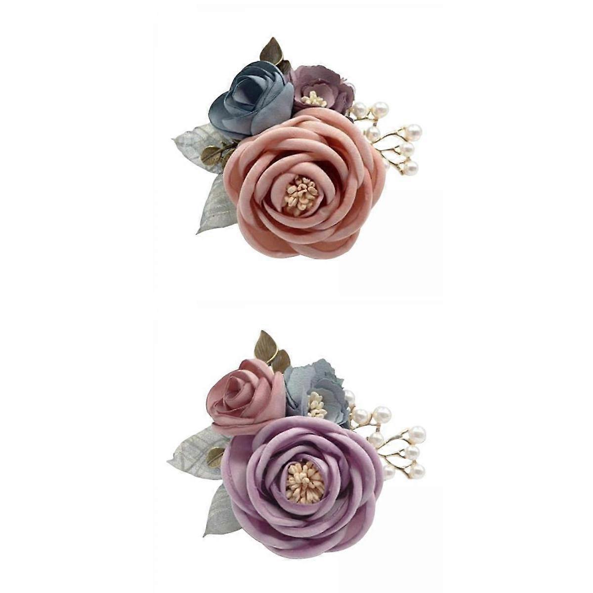 2x Rose Boutonniere Artificial Flower Corsage for Formal