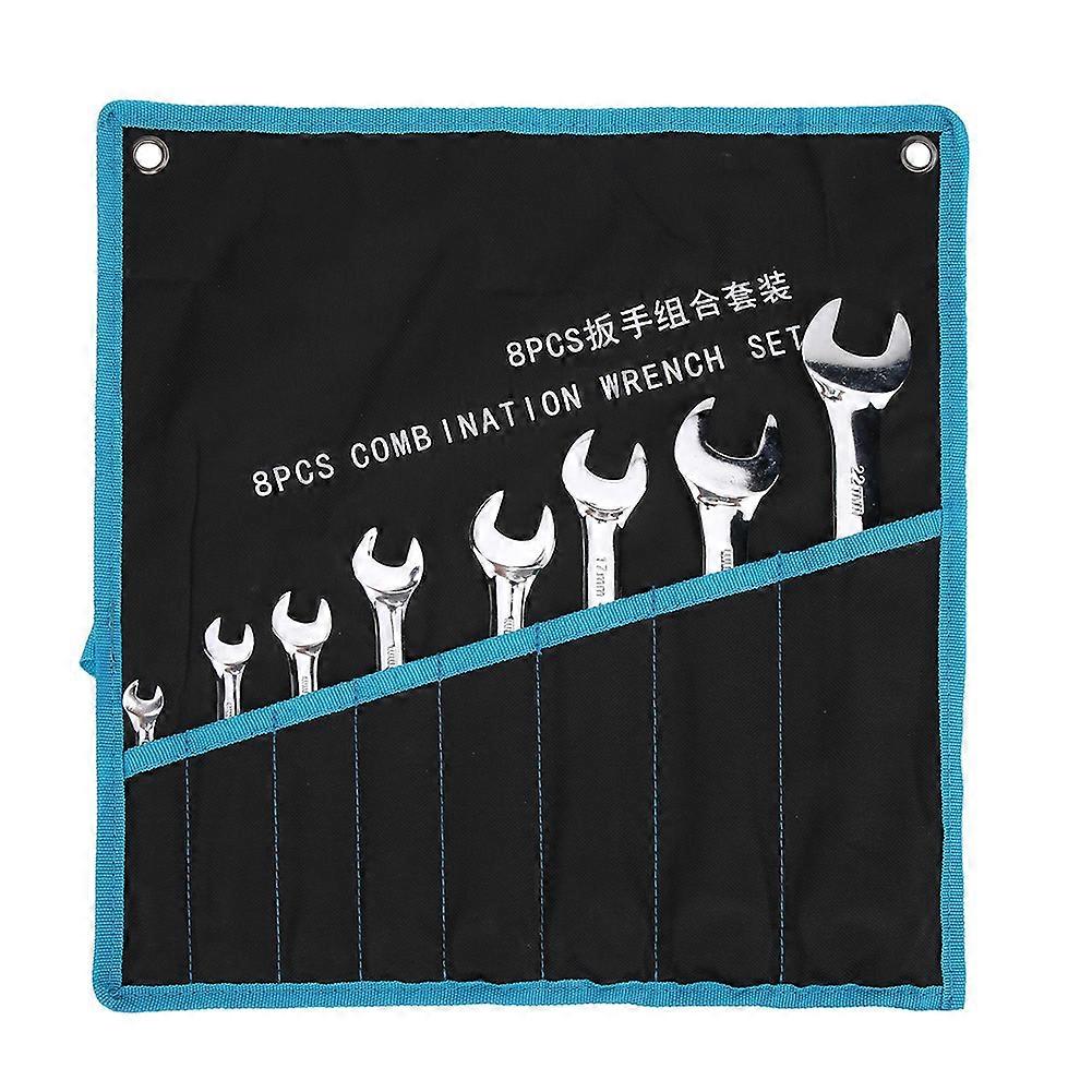 9PCs Double Open&#8209;End Wrench Kit Spanner Set Home DIY Use Hardware Accessory 45# Steel