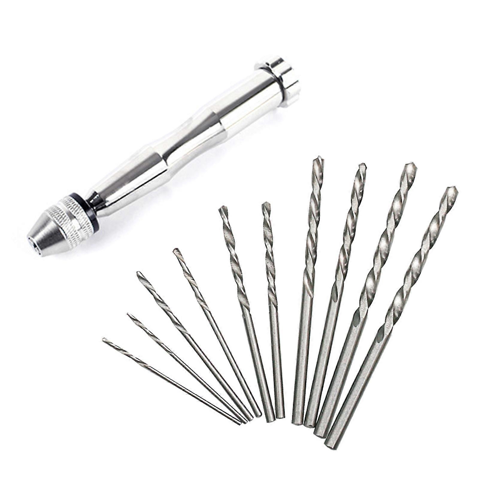 Practical Miniature Hand Drill with 10 Spirals Drill Bits, Perfect for Woodworking, Epoxy Resin, and Crafting