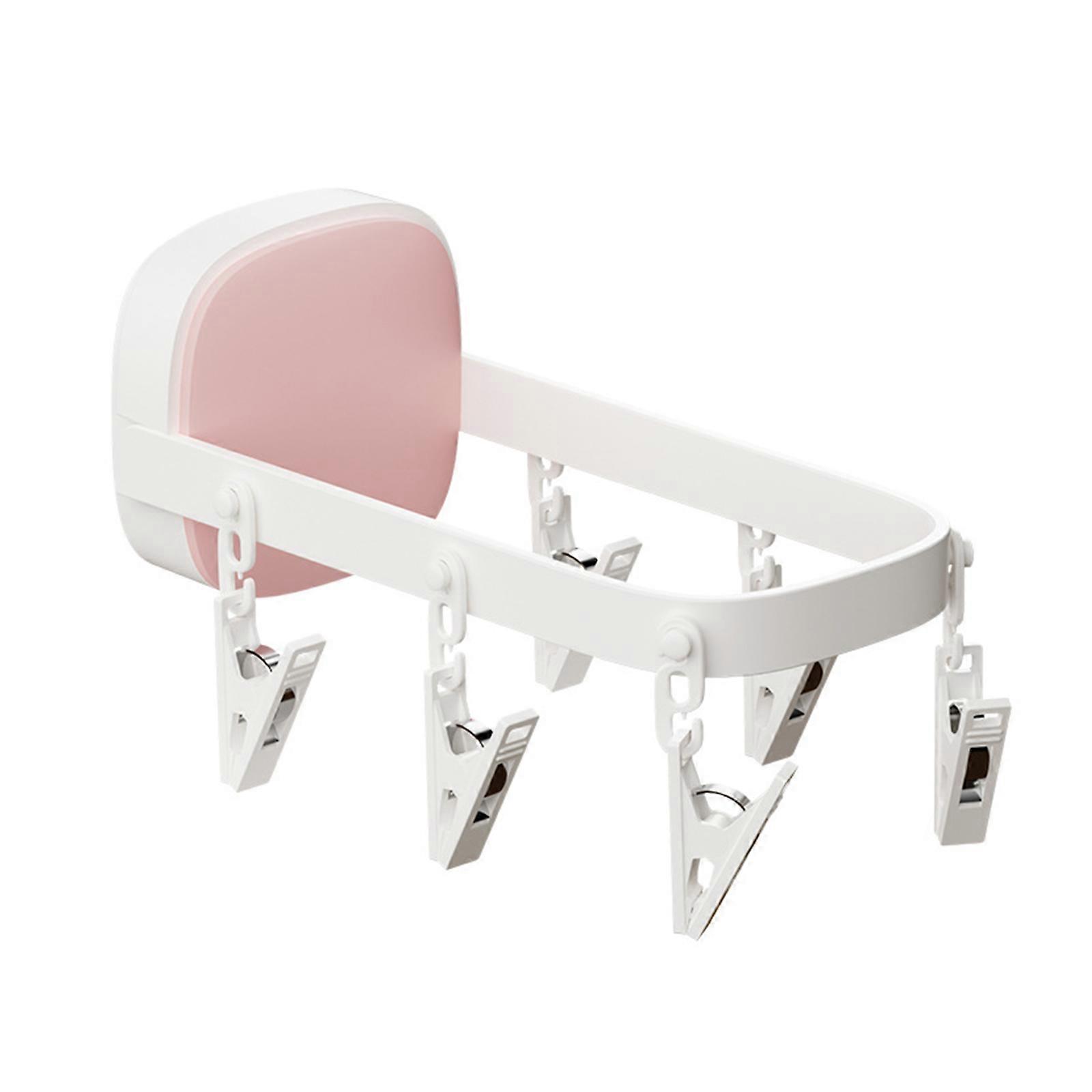 Clothes Drying Rack Laundry Drying Rack Wall Mount Space Saver Wall Mounted Clothes Rack Retractable Collapsible Rack  Pink