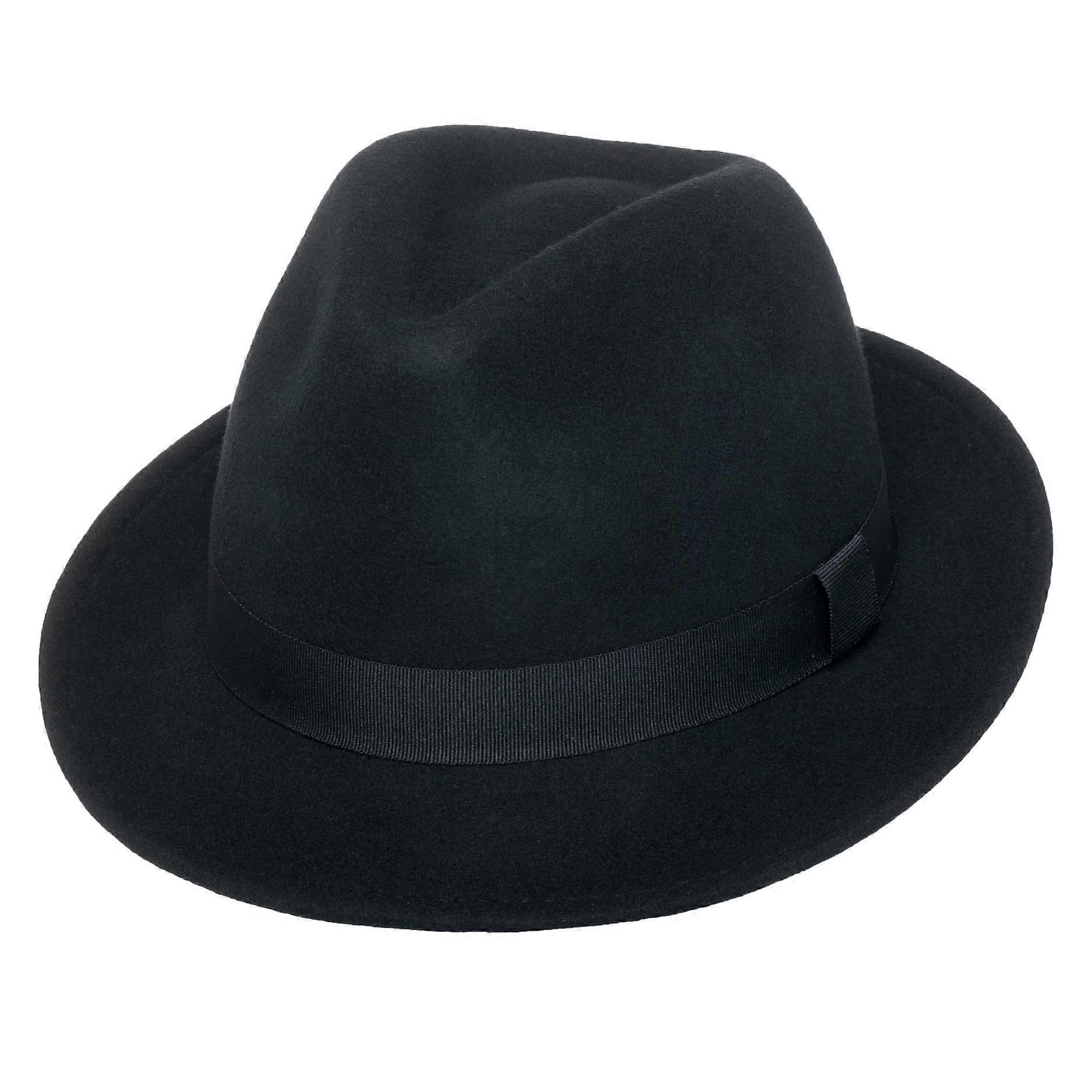 York Crushable Wool Fedora Felt Hat, Silver Canyon, Black Ref: 1544