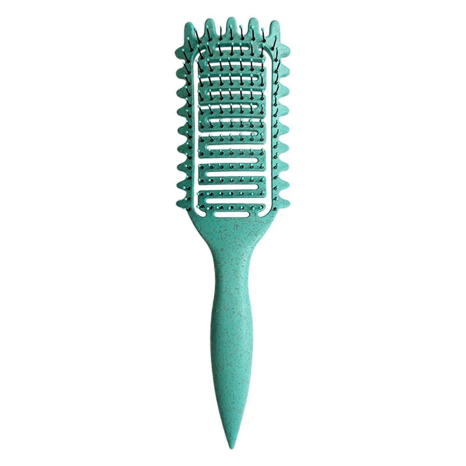 3 In 1 Styling Brush Hollow Out Detangling Hair Brush For Tangled Hair Comb Curl Shaping Defining Green