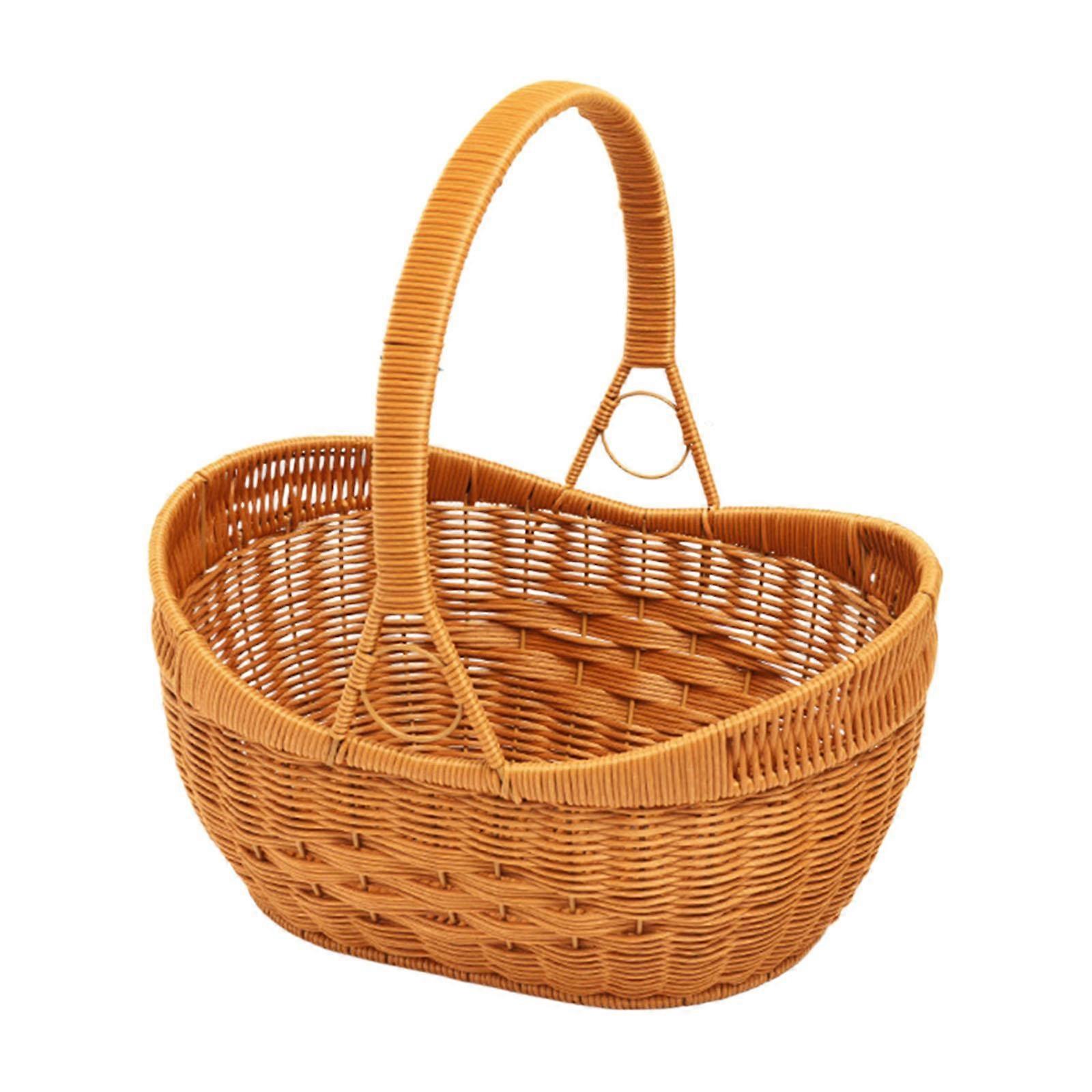 Handwoven Basket Picnic Basket Picking Basket Storage Basket with Handle for