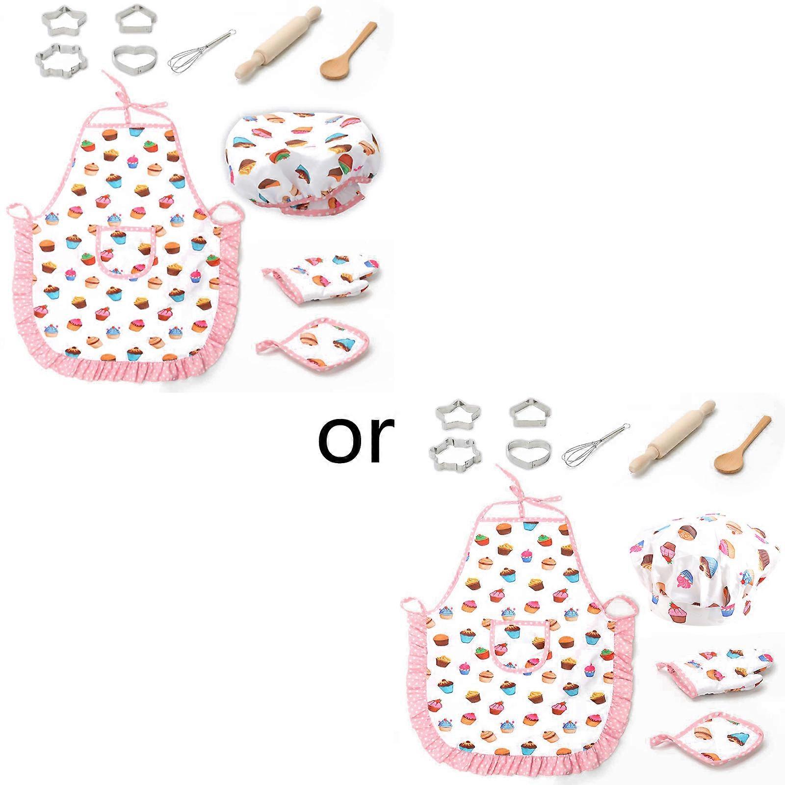 Children Cooking Baking Set Simulation Kitchen Tool Kids Chef Apron Set  Pretend Play Toy Set Bread Making Tool