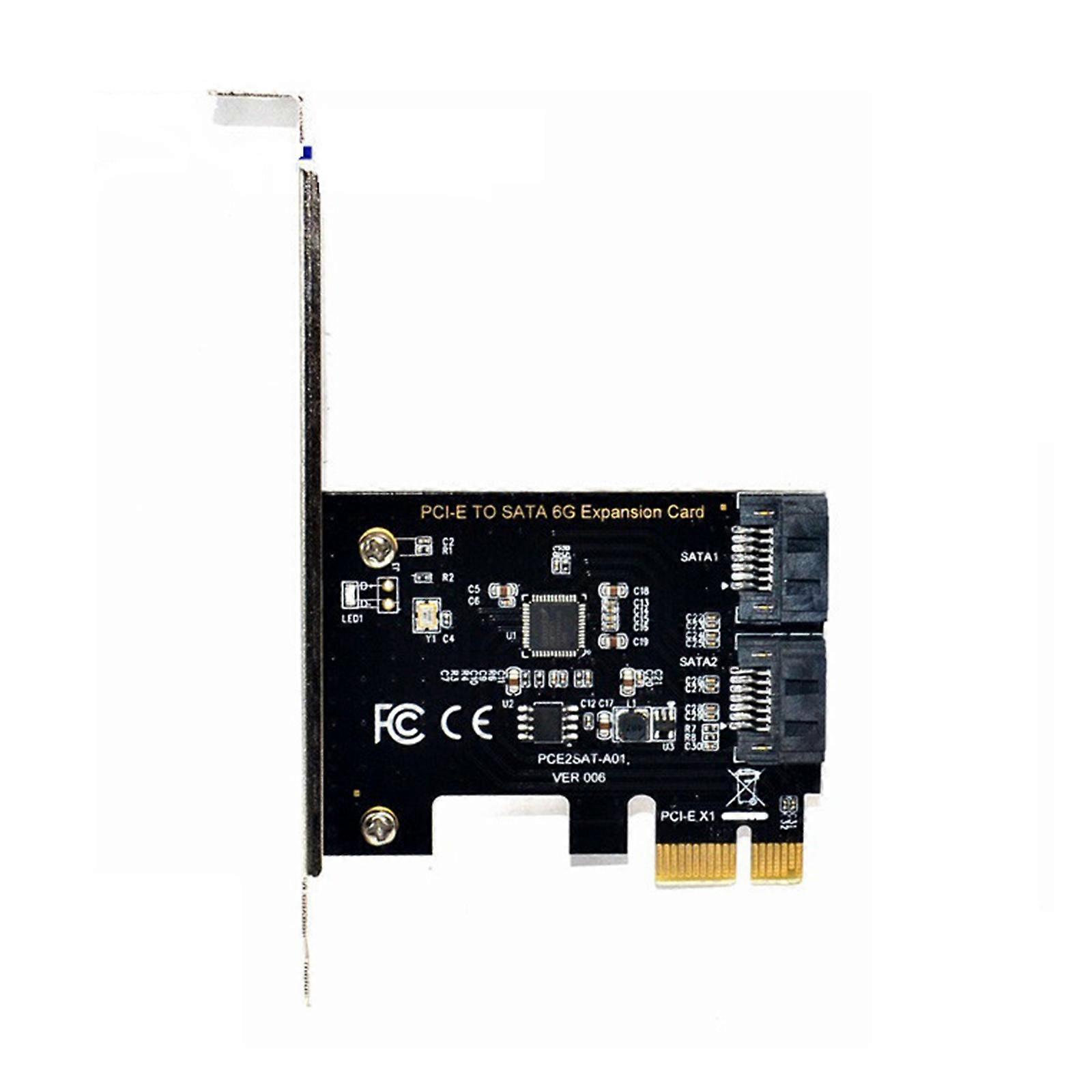 SATA3.0 PCIE Riser Card PCI-E to SATA3.0 Expansion Card ASM1061 6GB/S Adapter 2x SATA3.0 Interface for HDD