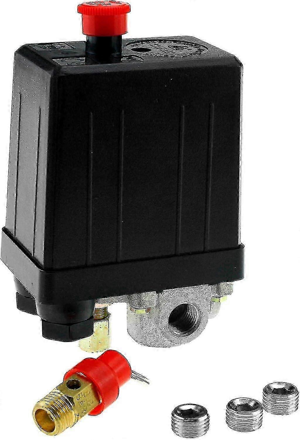 Single Phase Air Compressor Pressure Switch with 4 Ports,Universal Fit for Multiple Brands,12 Bar Max Pressure for Efficient Performance
