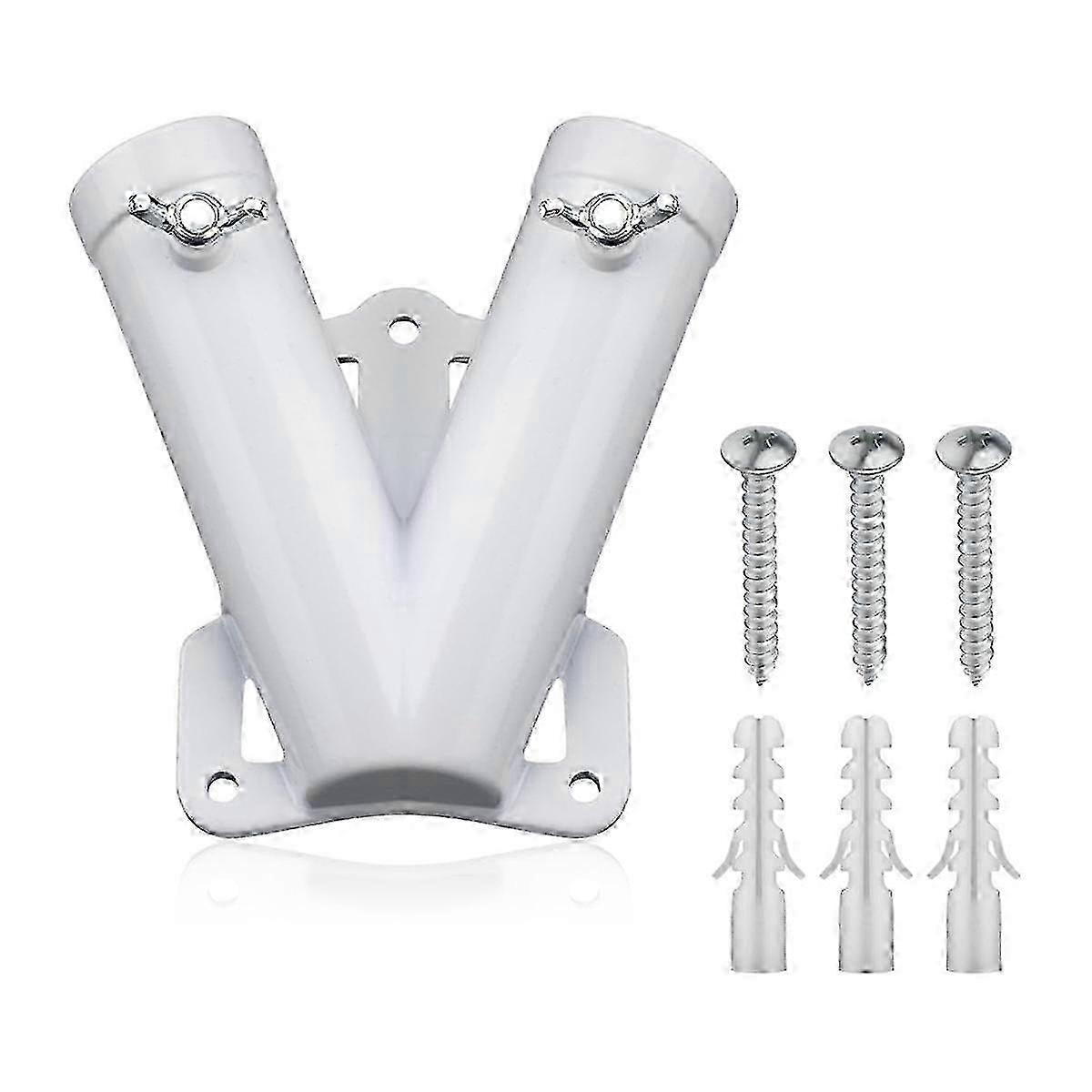 V Shape Aluminum Alloy Flagpole Wall Mount Bracket for Double Flag Poles, Windproof Design for Secure Flag Display