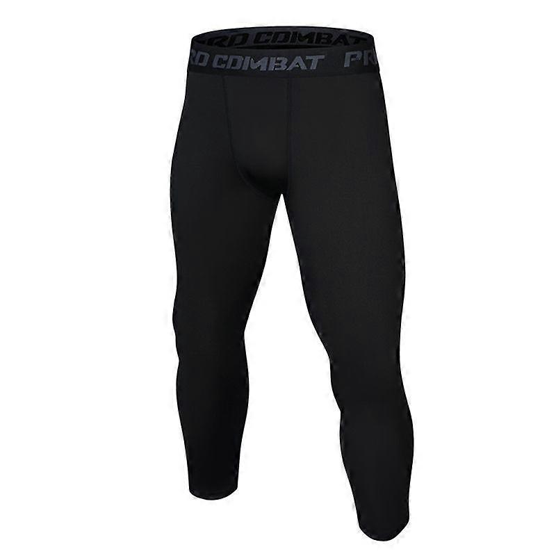 Men Running Base Layer Tight Compression Training Bottoms Fitness Trousers Child Basketball Sports Skinny 3/4 Cropped Pants
