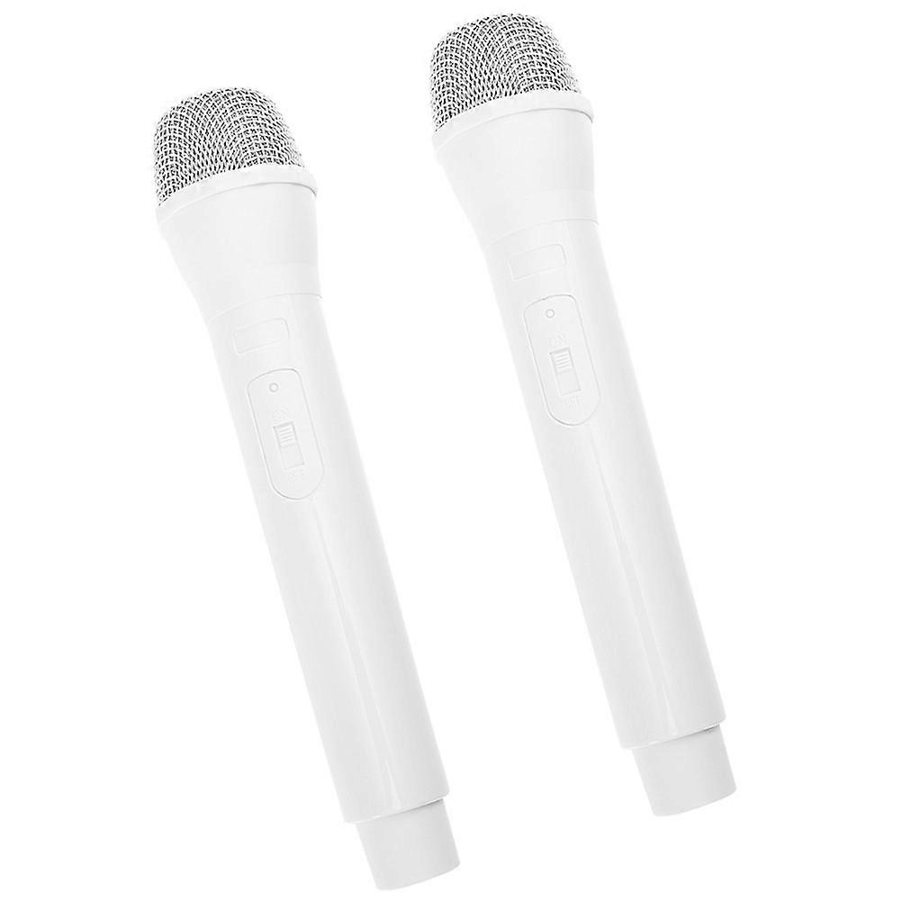 2Pcs Artificial Microphone Props for Pretend Play White Handheld Microphone