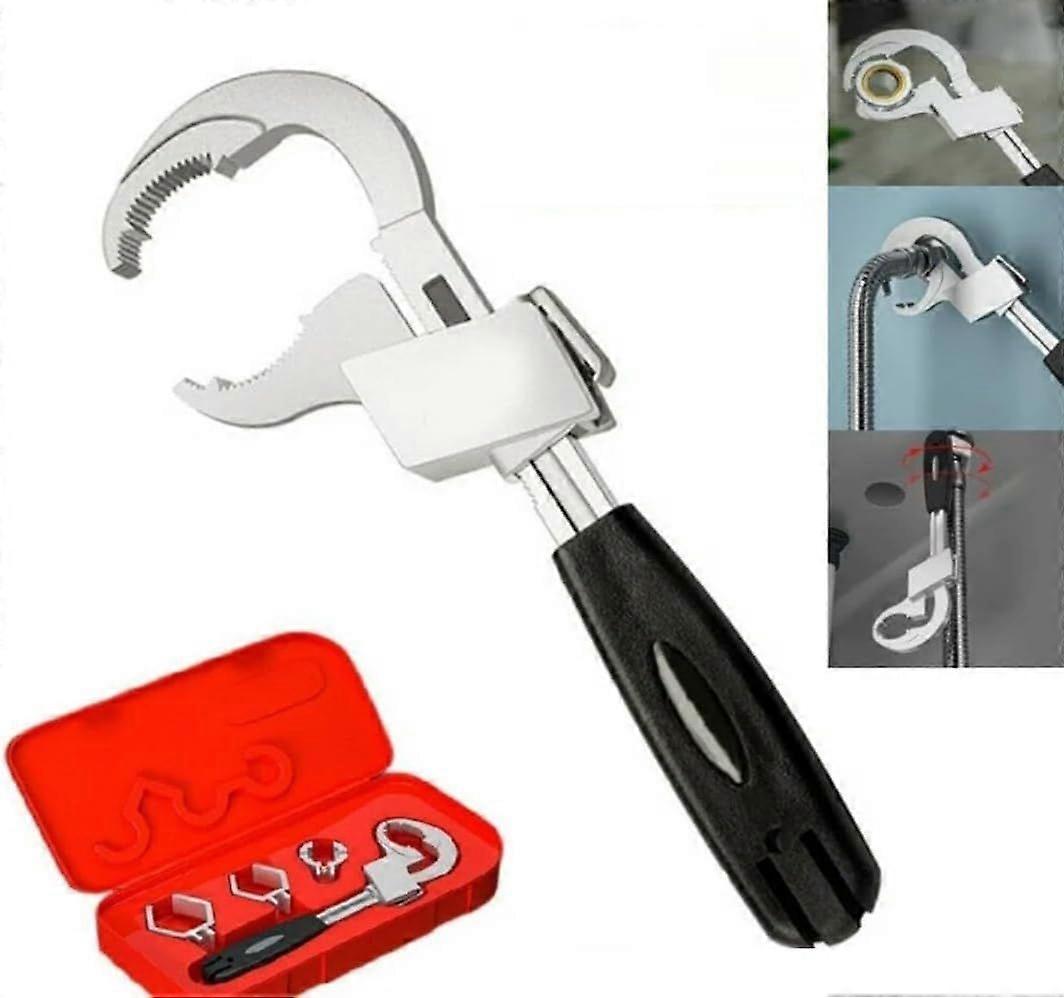 Universal Adjustable Double-Ended Wrench,Multifunctional Adjustable Wrench with 3 Card Slots for Toilet Bowl Bathroom Kitchen Plumbing Pipe Disassembl