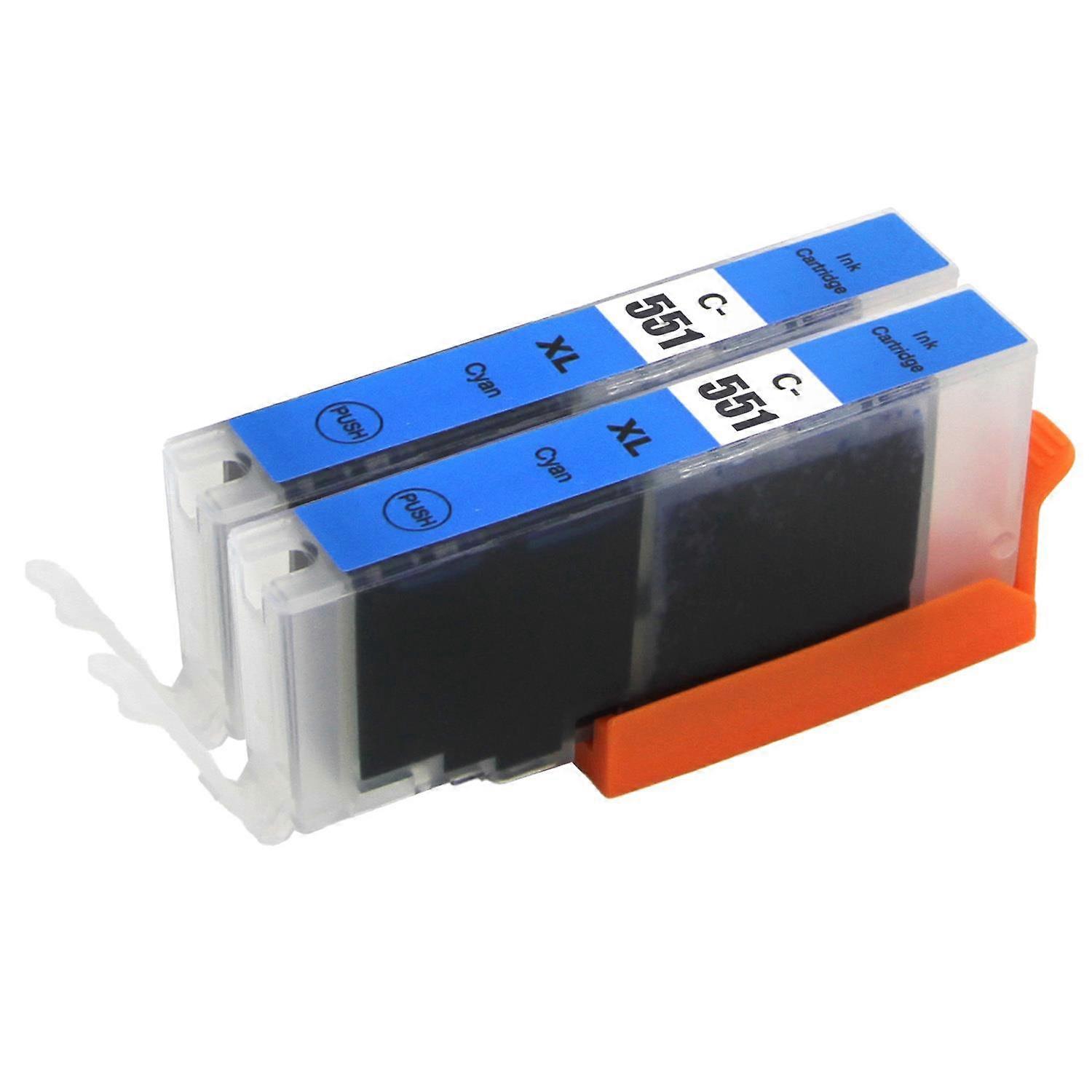 Go Inks Kompatible CLI-551C Tintenpatrone Cyan, 2er Pack für Canon Pixma Drucker